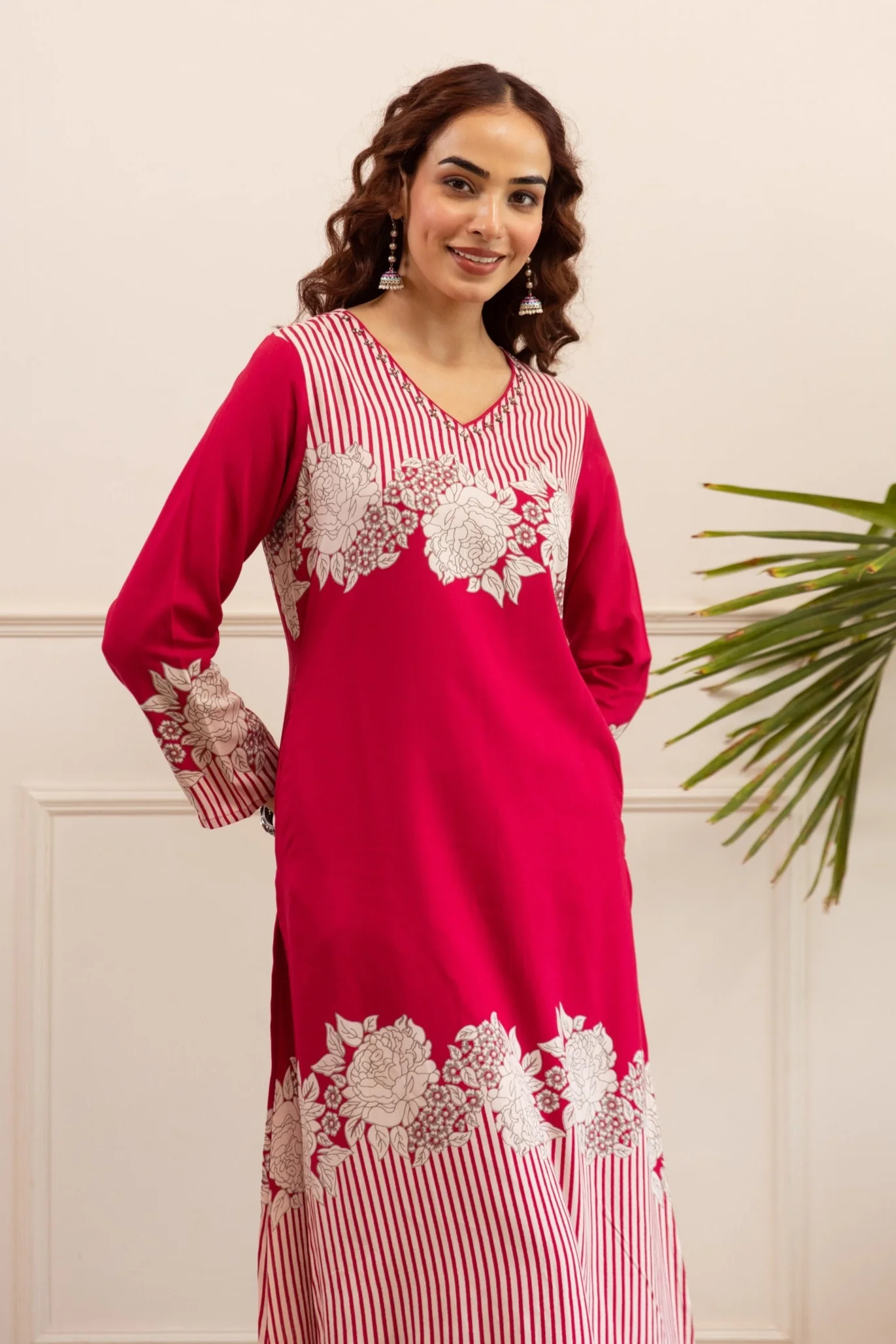 Kabool Rose Printed Kurta Pant Set - Image 2