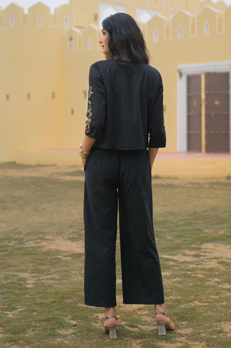 Mayri Sable embroidery jacket cotton co-ord set - Image 3