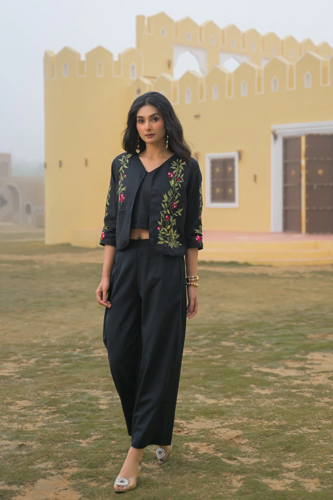 Mayri Sable embroidery jacket cotton co-ord set - Image 4