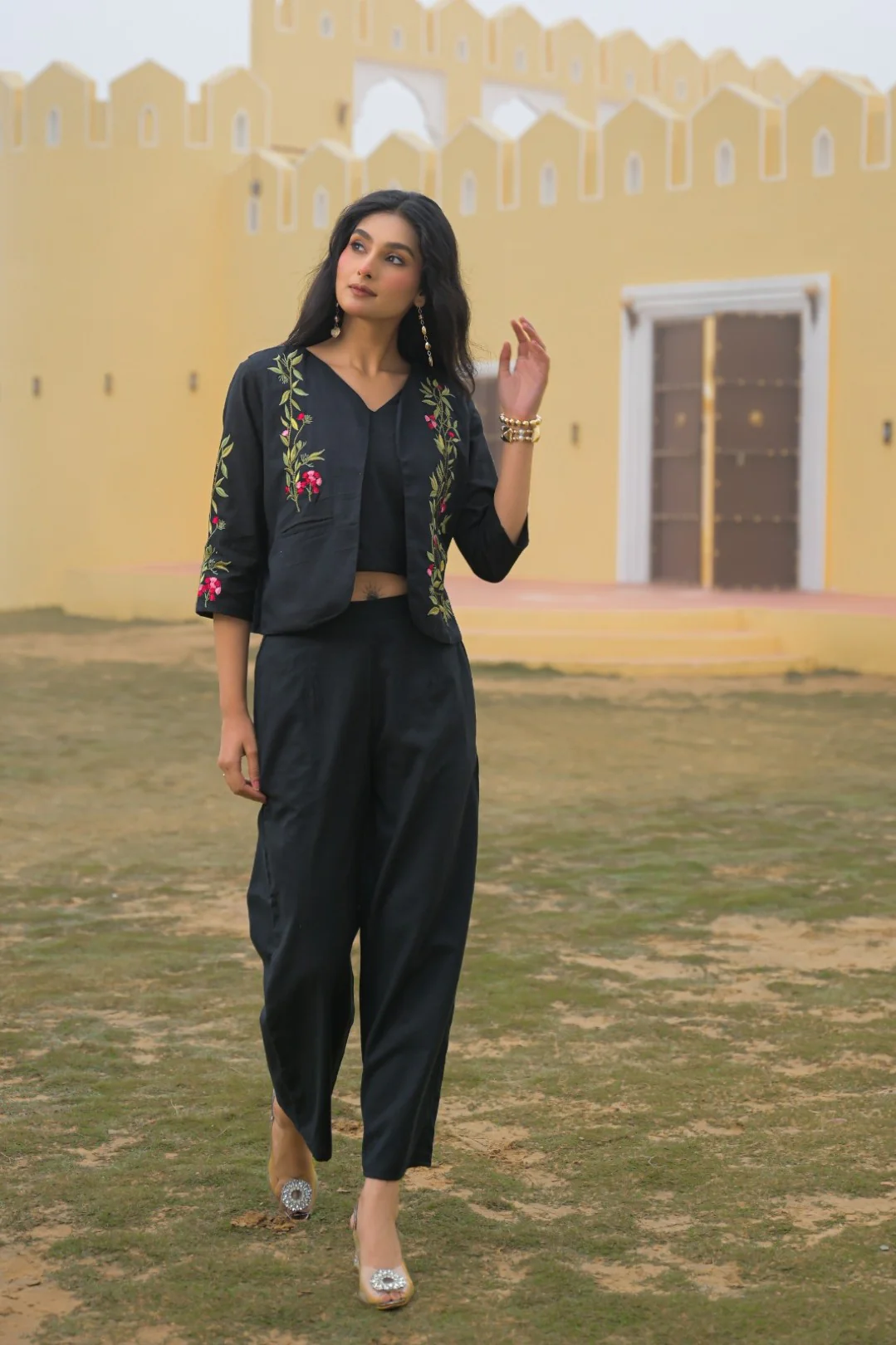 Mayri Sable embroidery jacket cotton co-ord set - Image 5