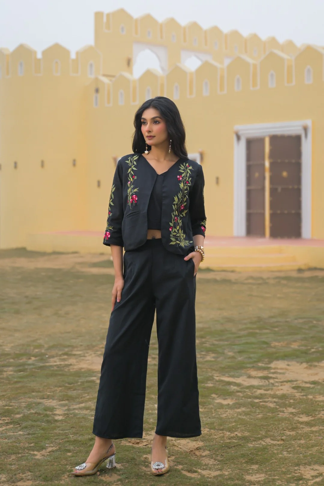 Mayri Sable embroidery jacket cotton co-ord set - Image 6