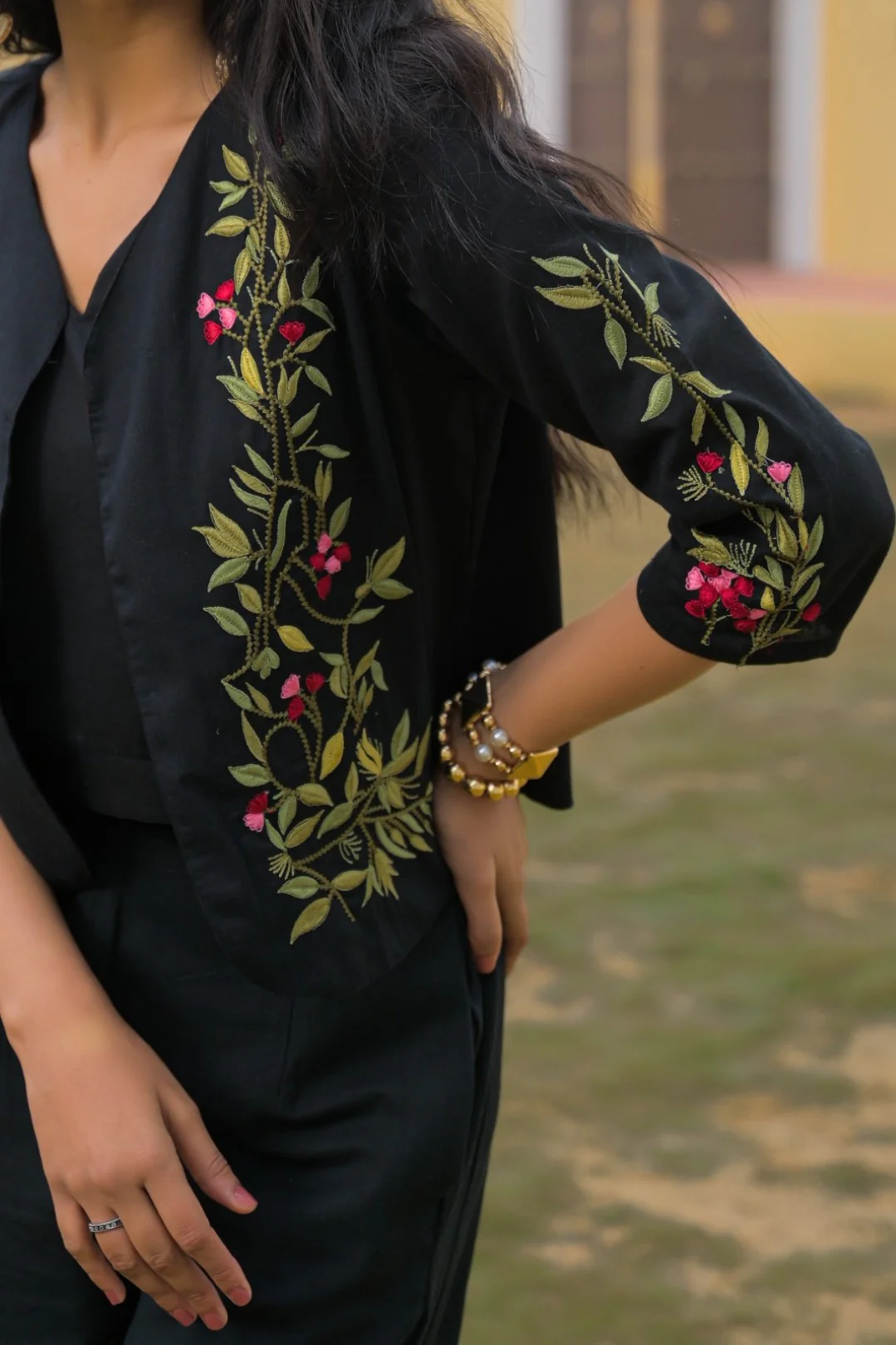 Mayri Sable embroidery jacket cotton co-ord set - Image 9