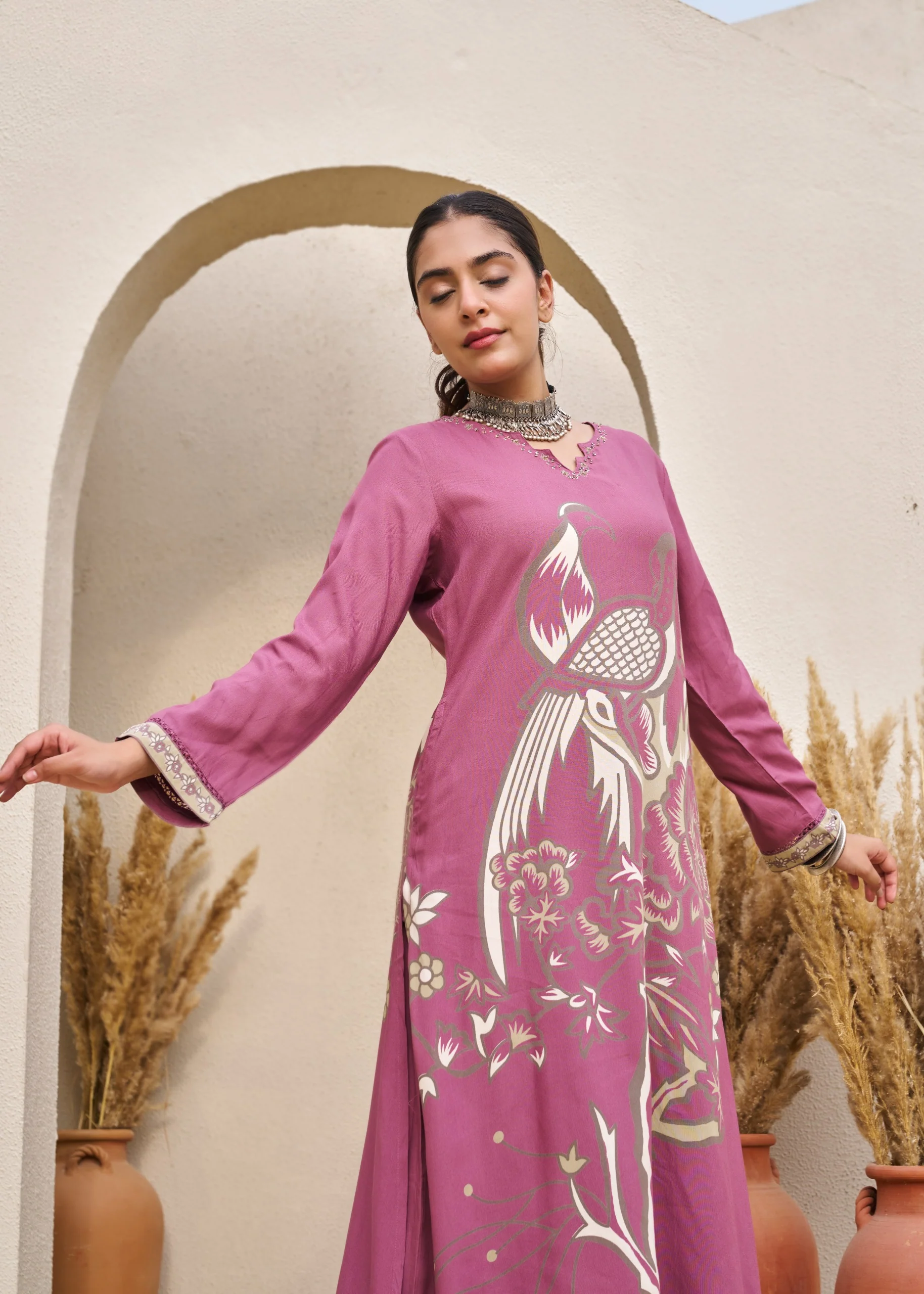 Kabool Blush Printed Kurta Pant Set - Image 2