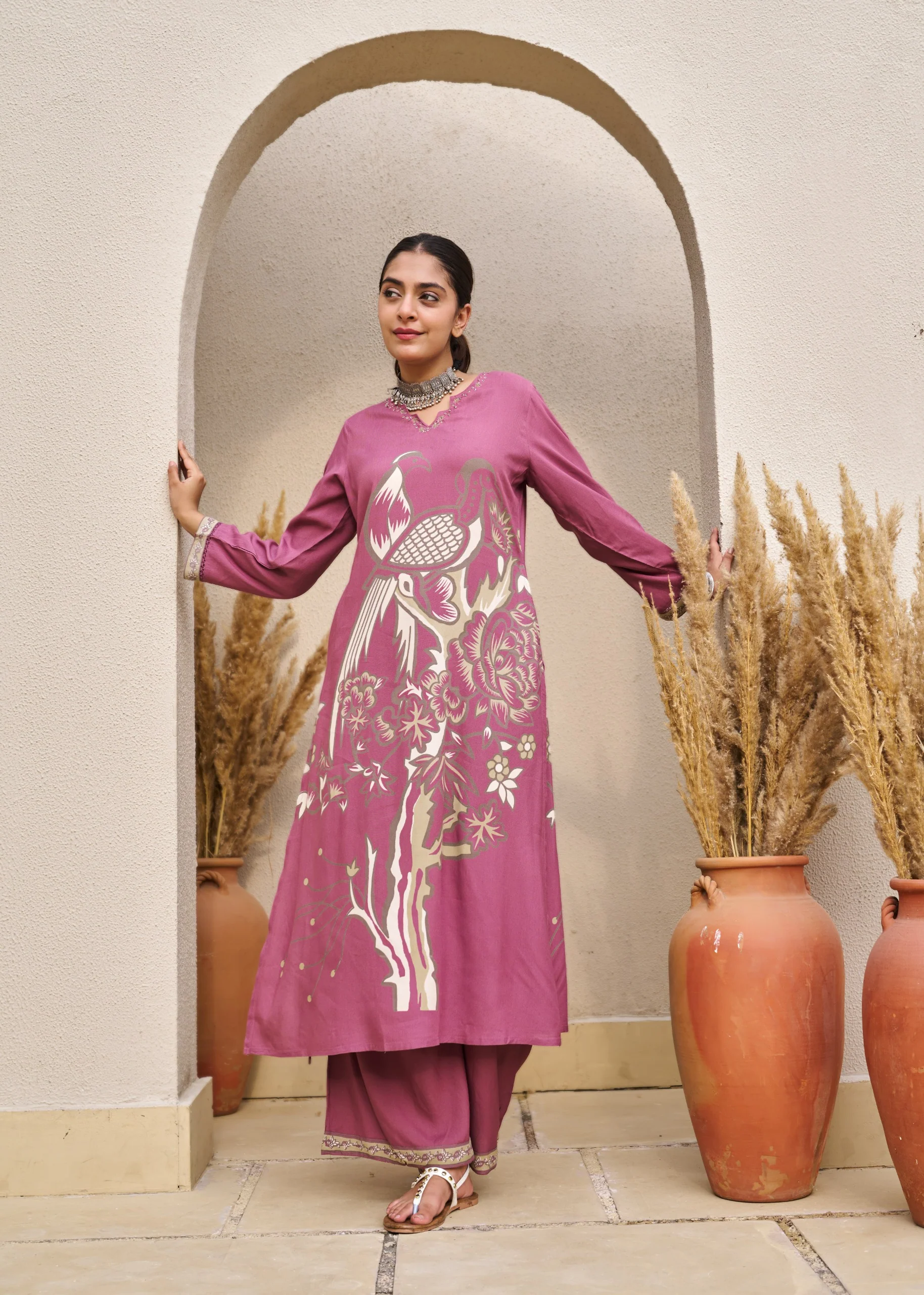 Kabool Blush Printed Kurta Pant Set - Image 3
