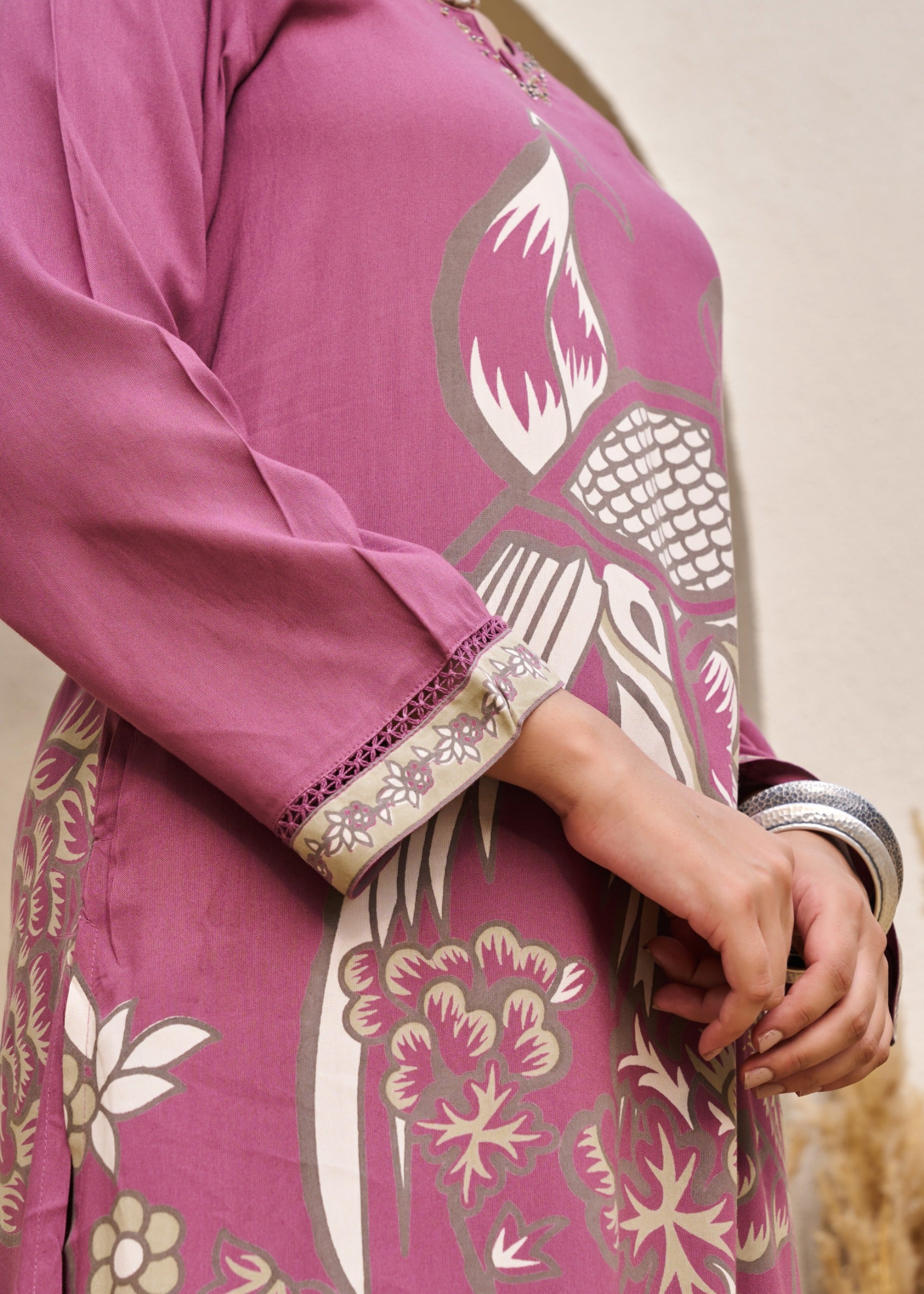 Kabool Blush Printed Kurta Pant Set - Image 5