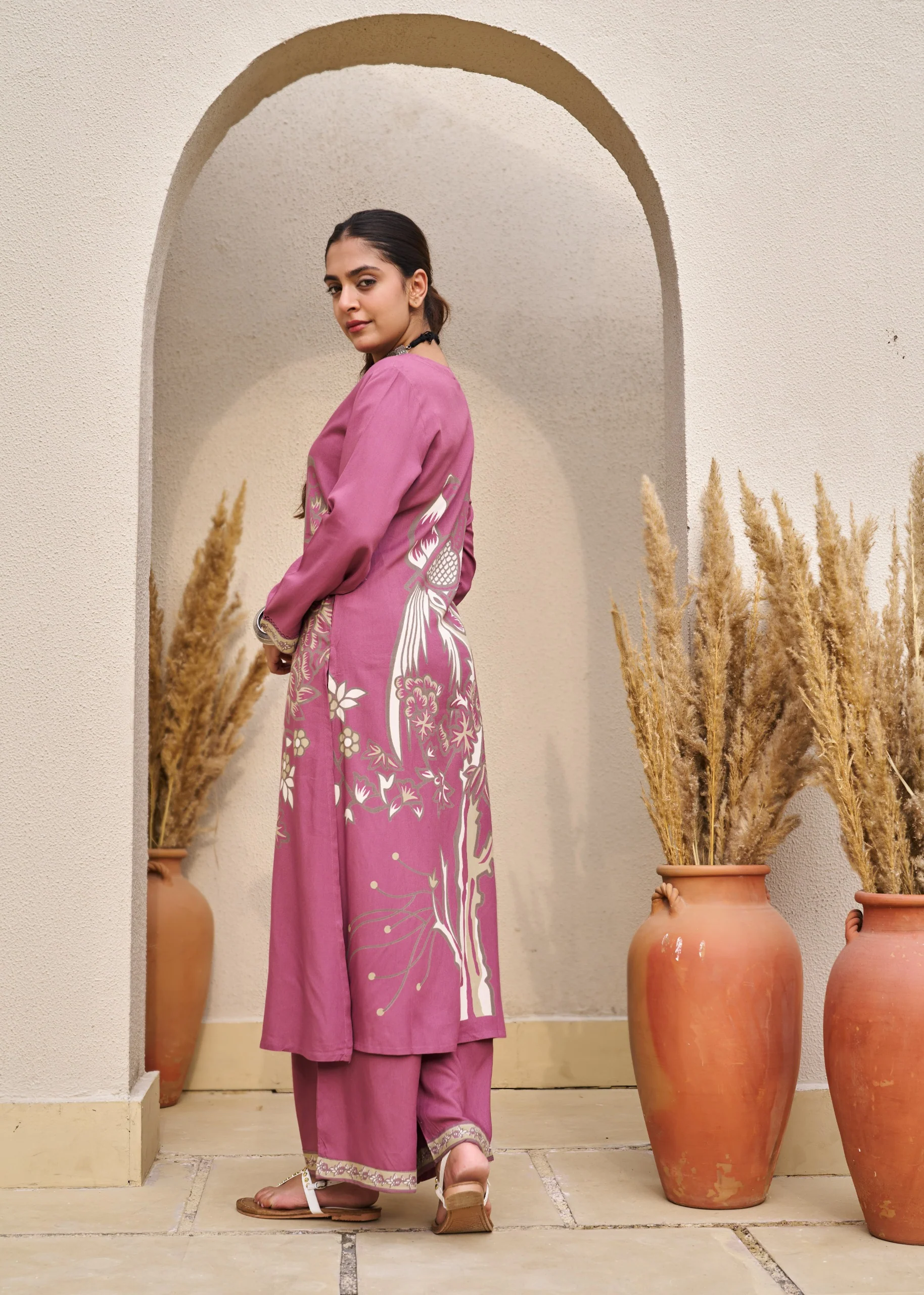 Kabool Blush Printed Kurta Pant Set - Image 6