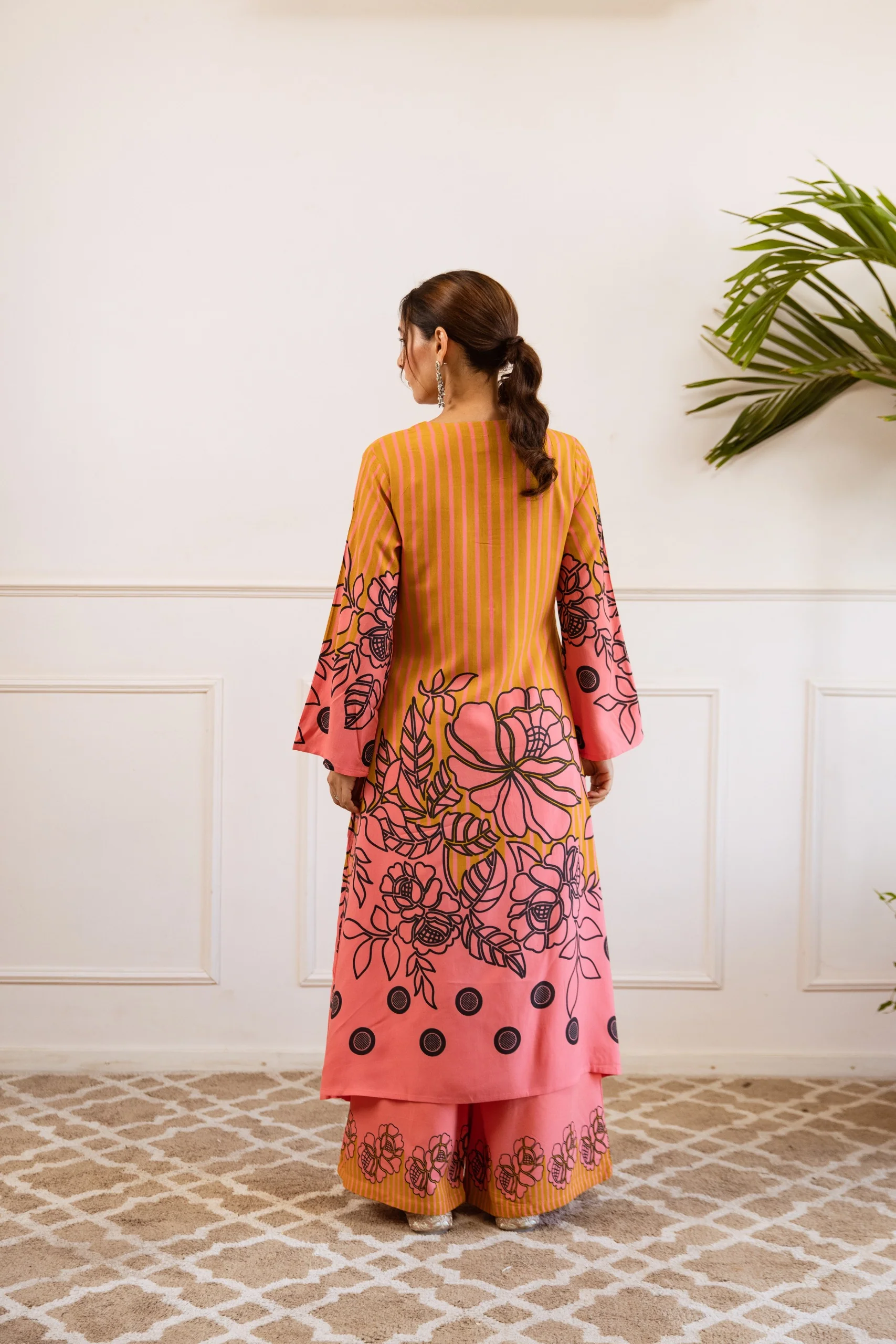 Bakul Apricot Printed Kurta Pant Set - Image 3