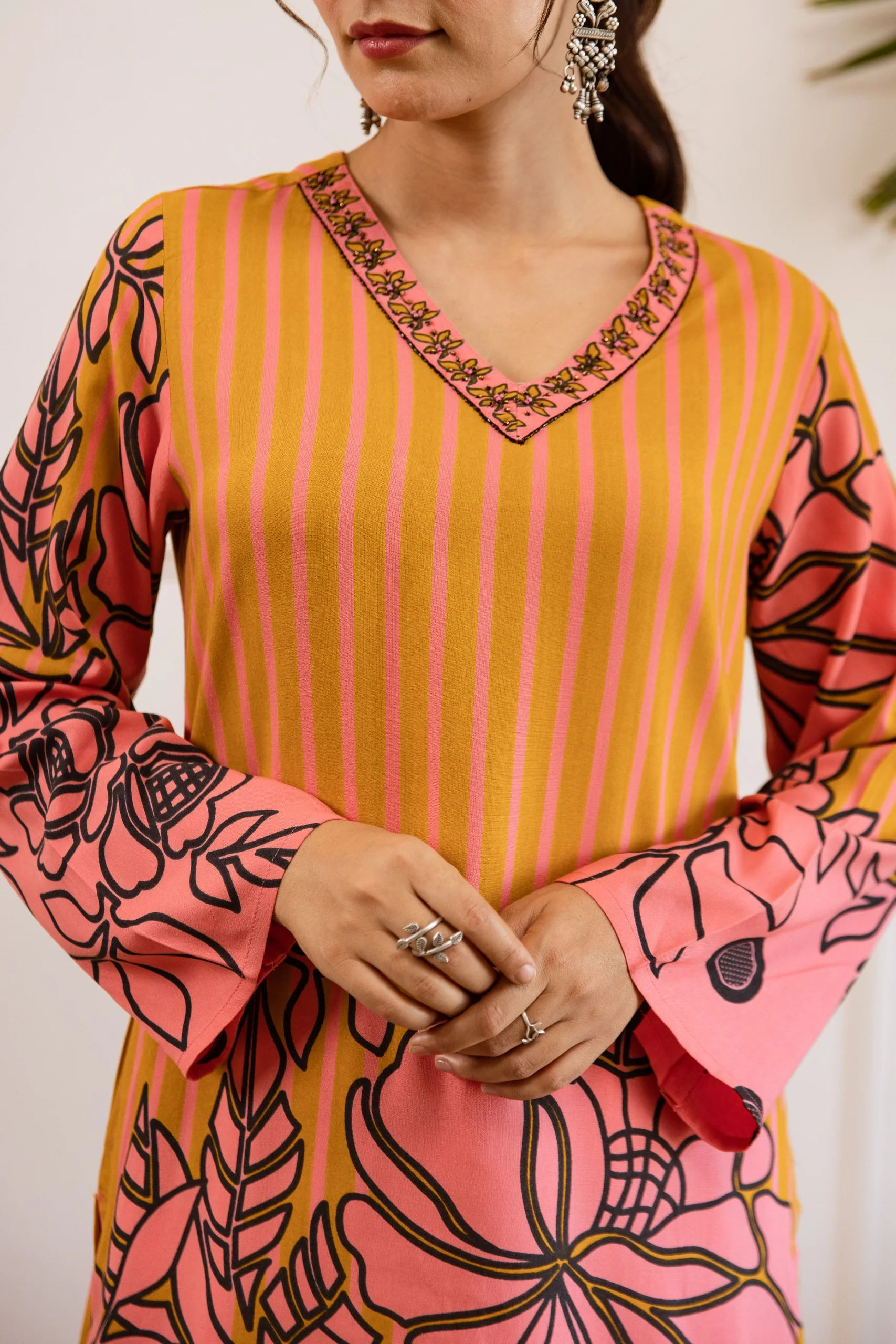 Bakul Apricot Printed Kurta Pant Set - Image 4