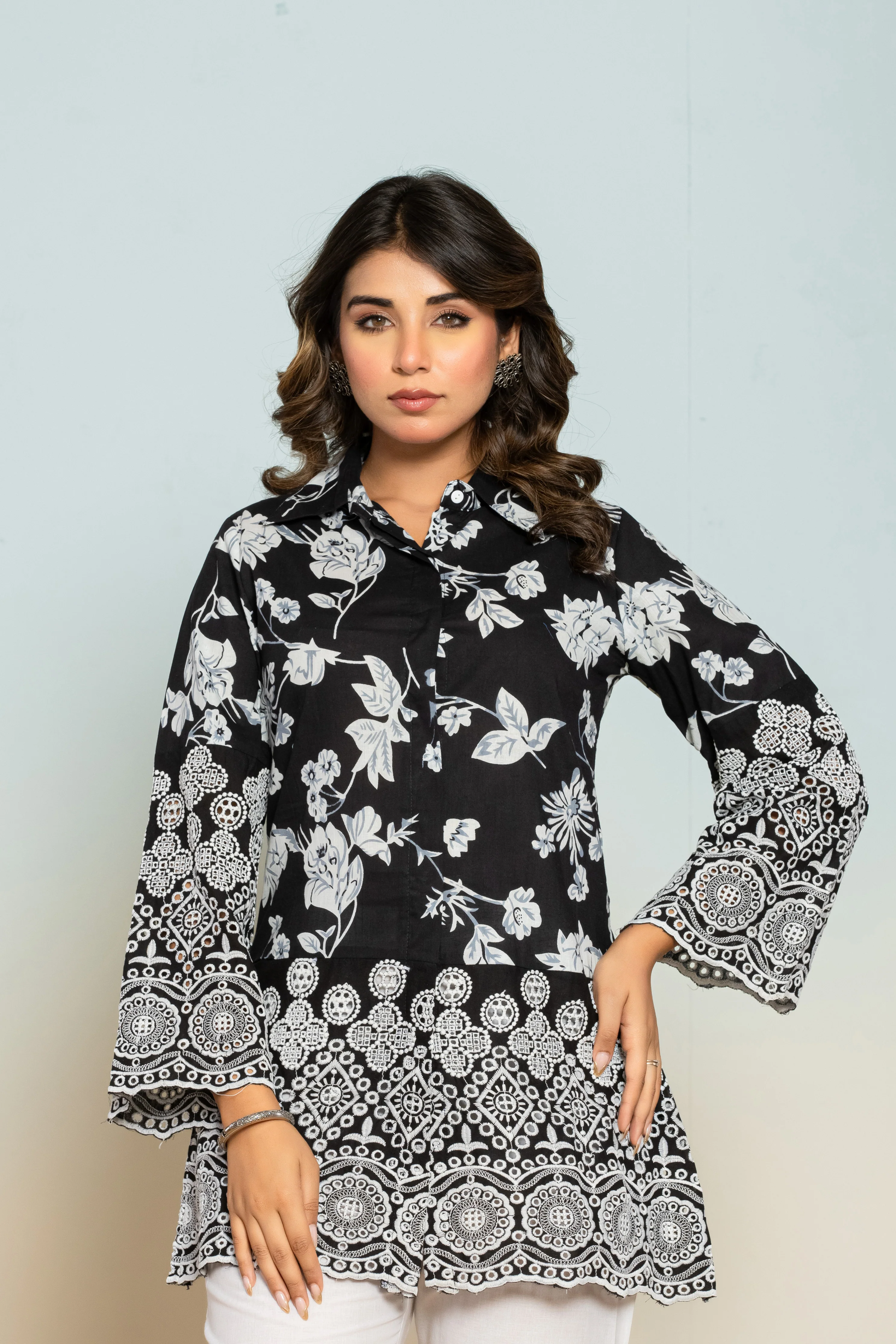 Shloka Onyx Schiffli Cotton Co-ord Set - Image 2