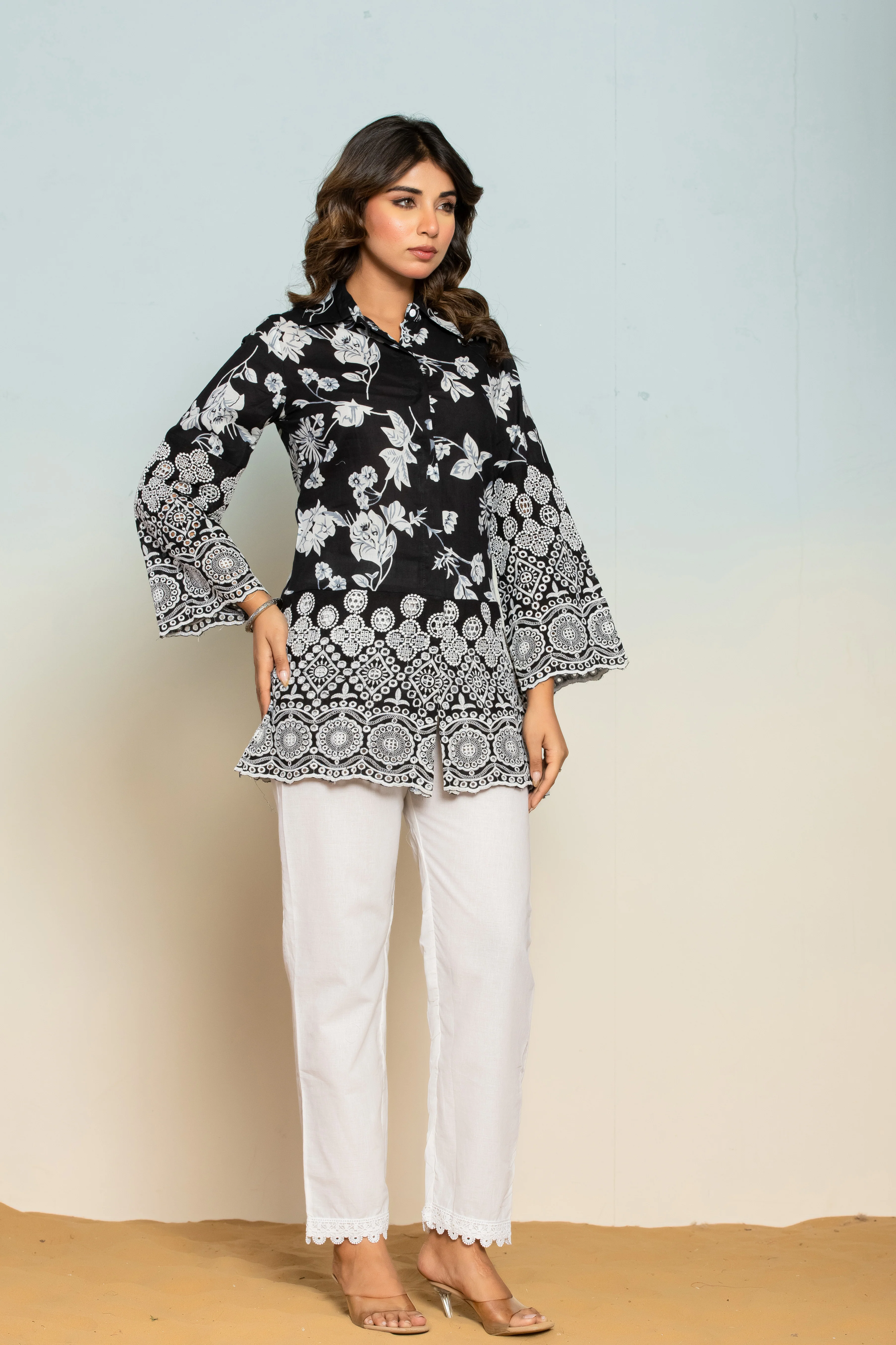 Shloka Onyx Schiffli Cotton Co-ord Set - Image 4