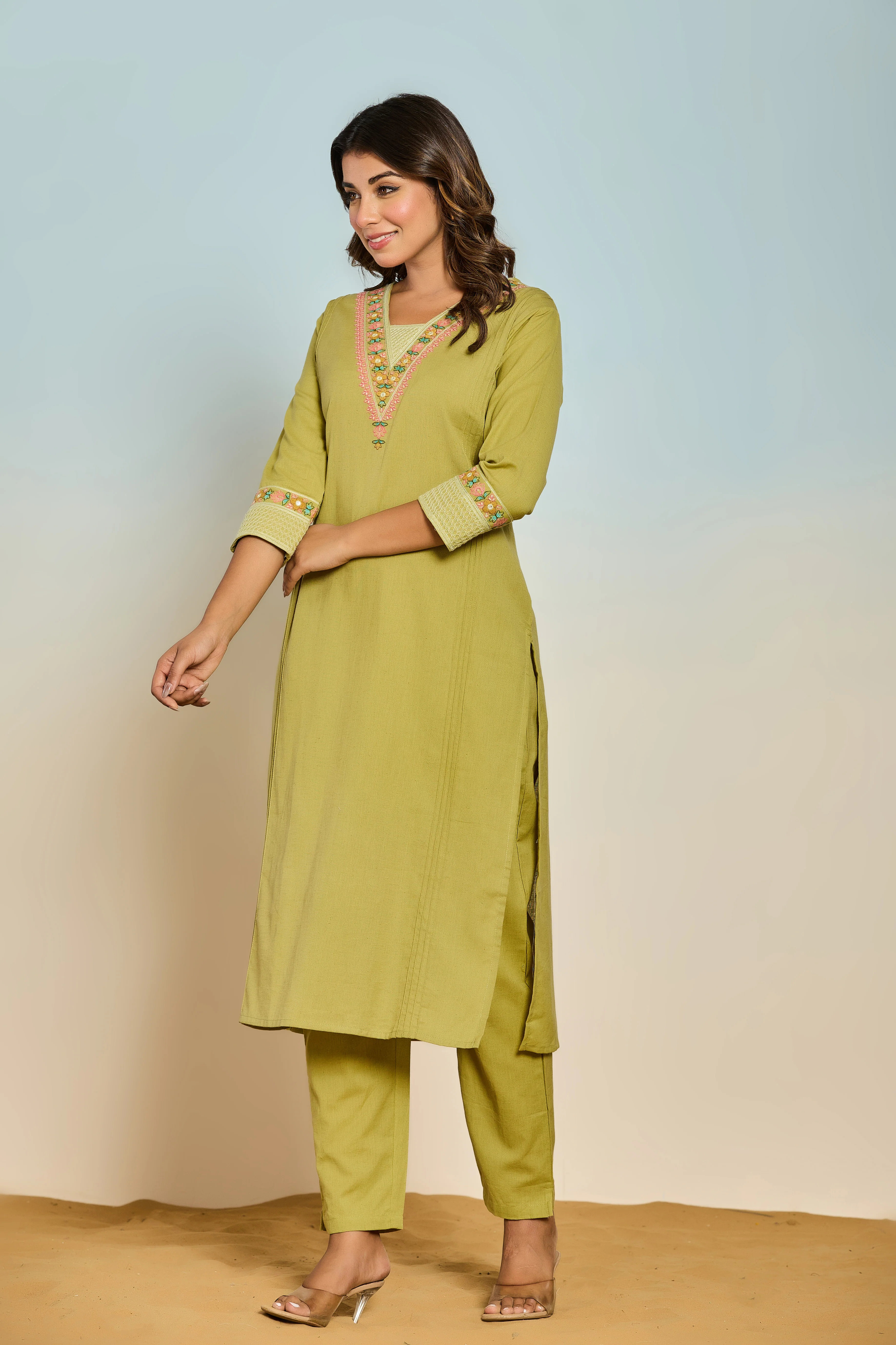 Rajhans pine Cotton Kurta pant set - Image 3