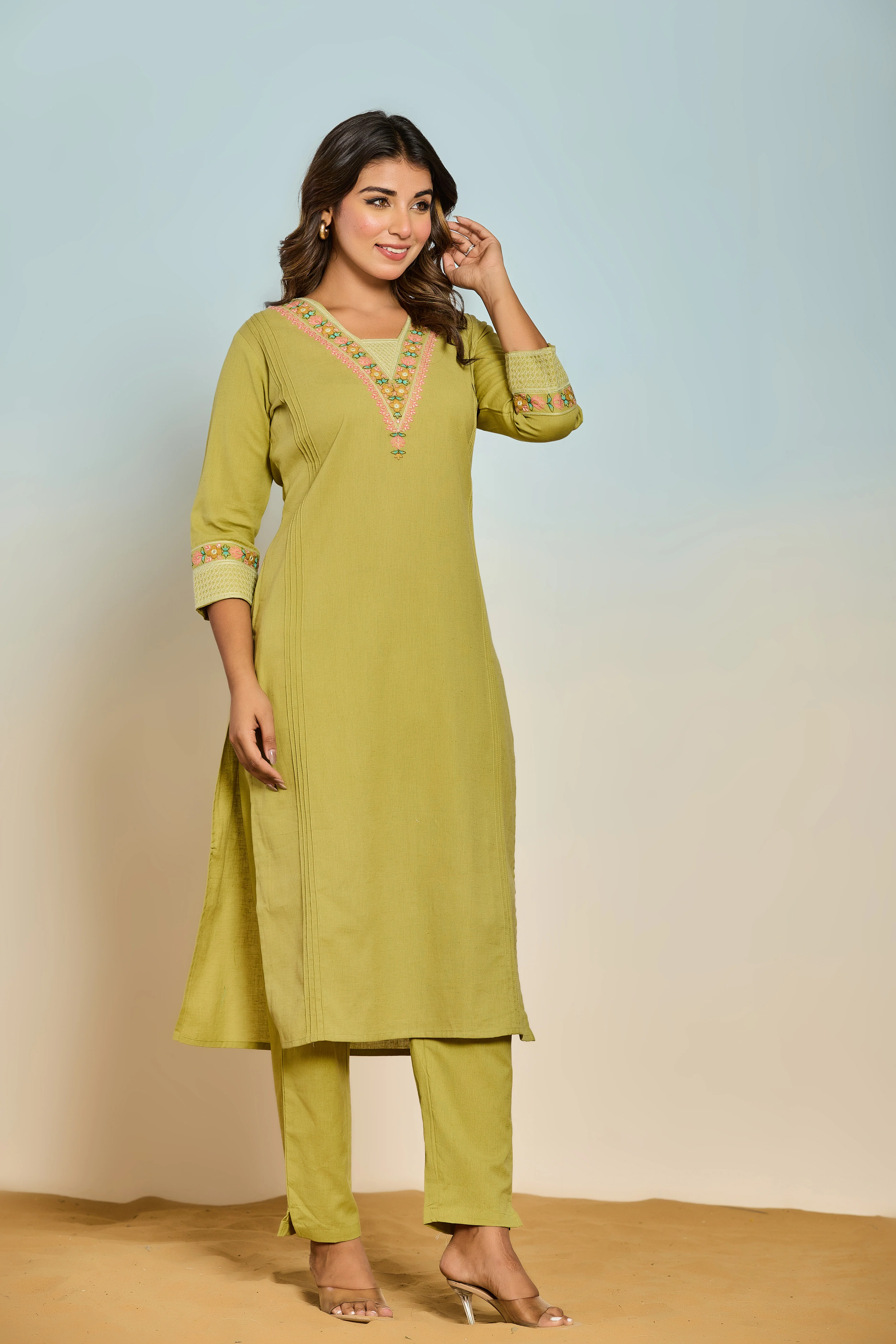 Rajhans pine Cotton Kurta pant set - Image 4