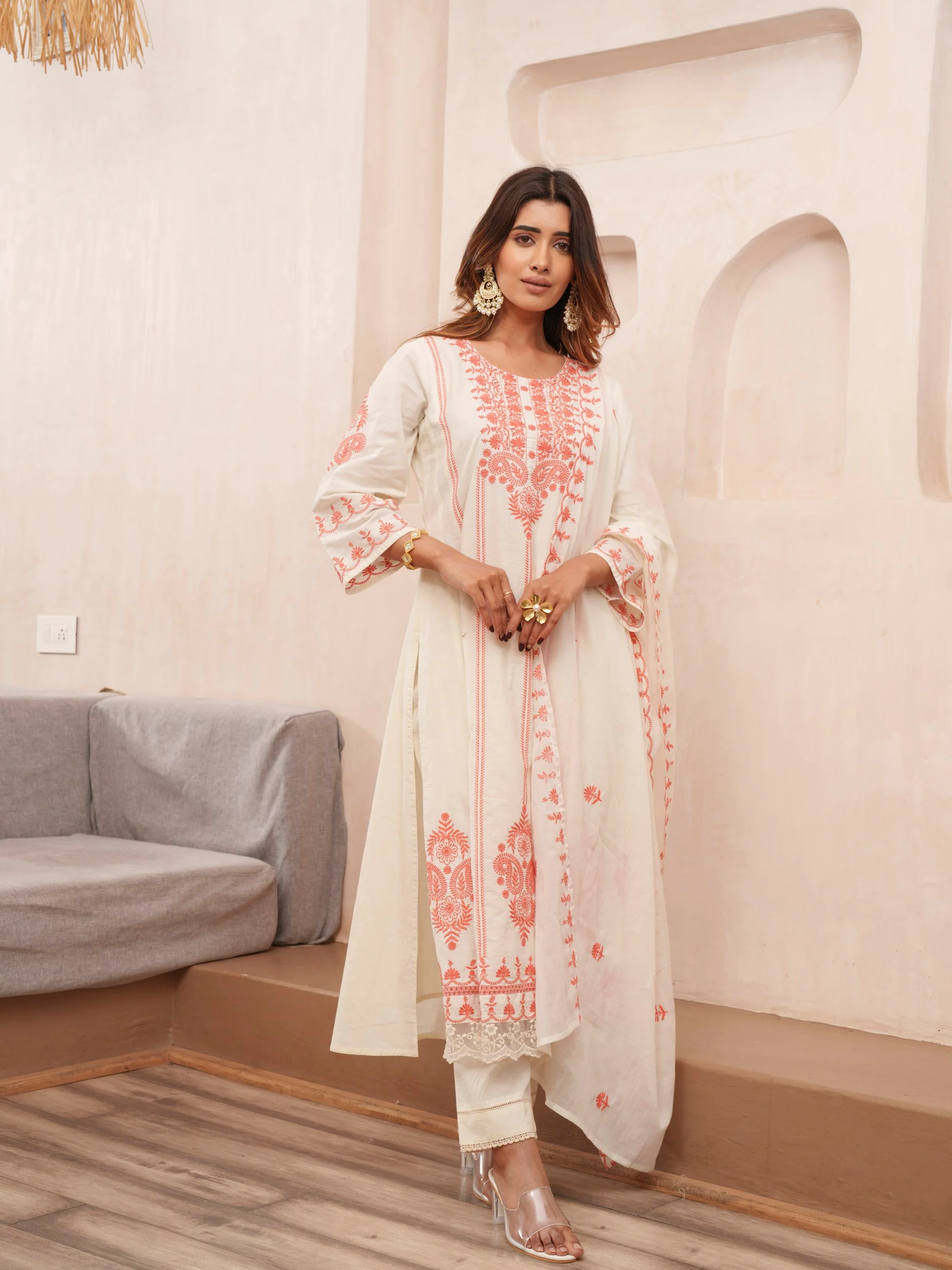 Tashvika MisriKesri Cotton Embroidered Lawn Suit Set - Image 5