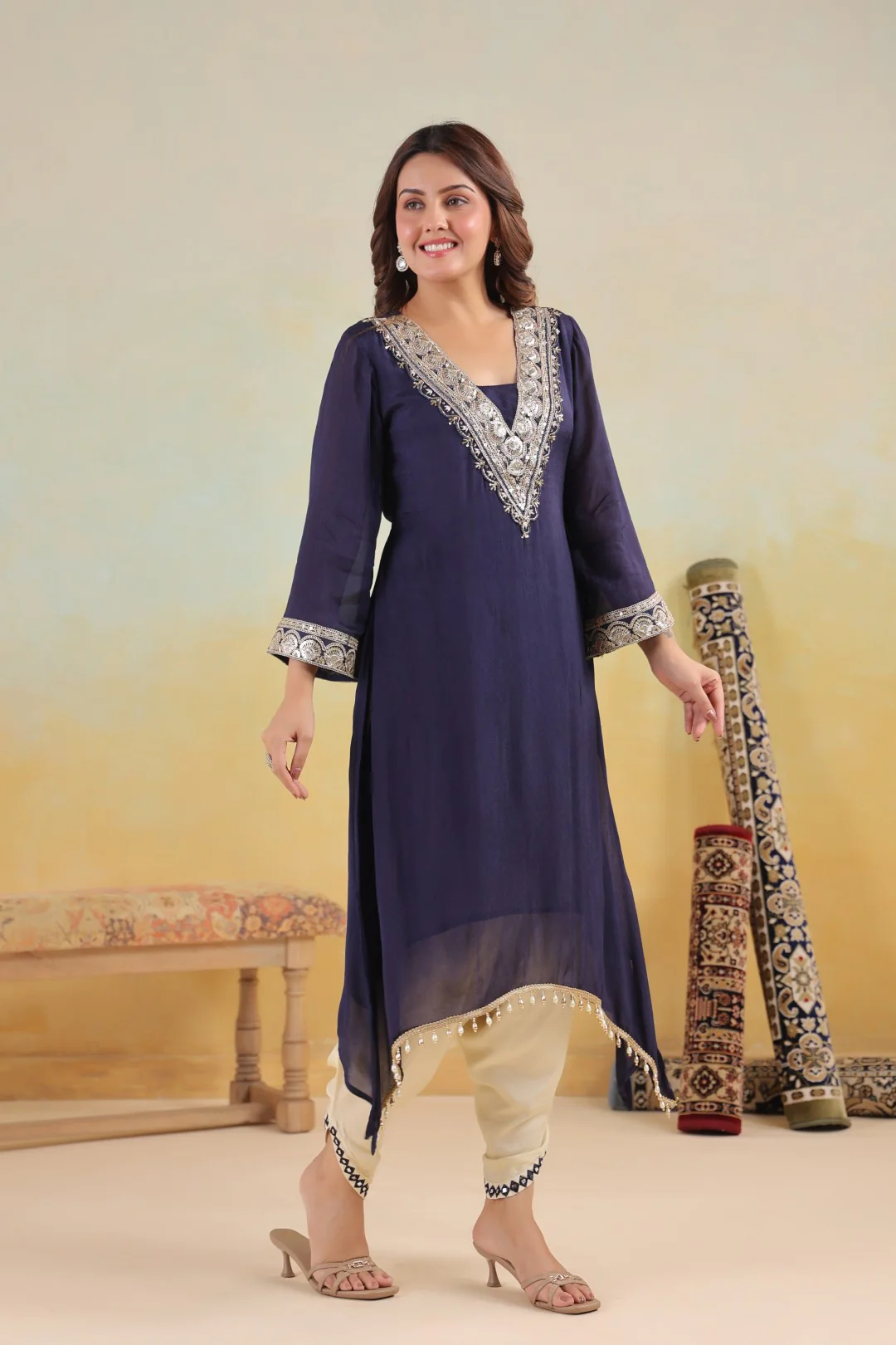 Sera Azure premium embroidery kurta pant set - Image 9