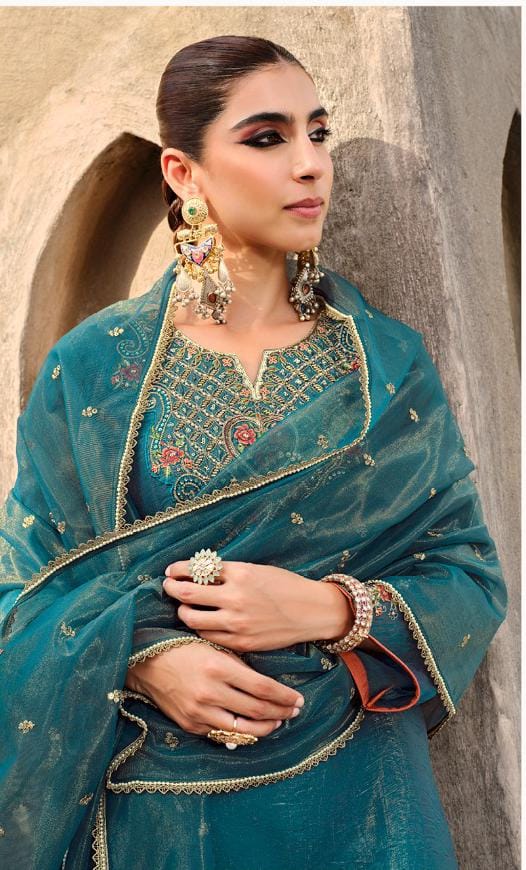 Gambhir Teal Full work suit set - Image 2