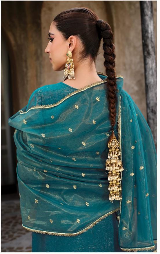 Gambhir Teal Full work suit set - Image 3