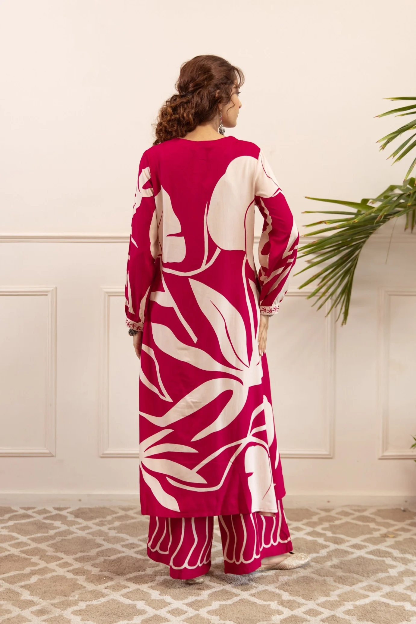 Kabool Cherry Printed Kurta Pant Set - Image 3