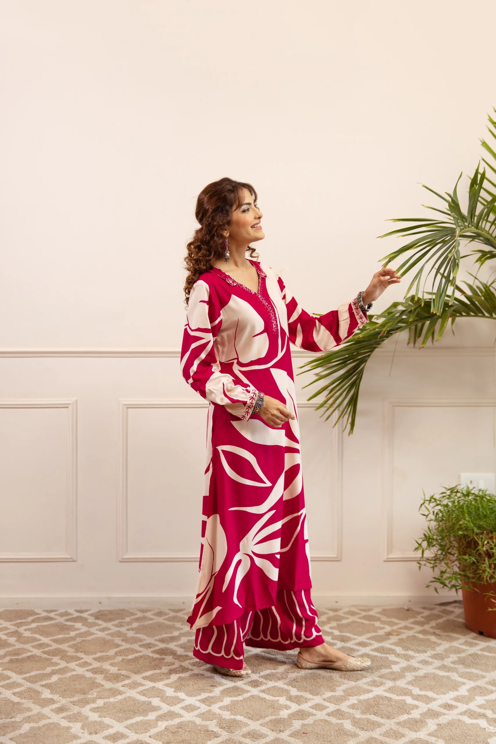 Kabool Cherry Printed Kurta Pant Set - Image 5