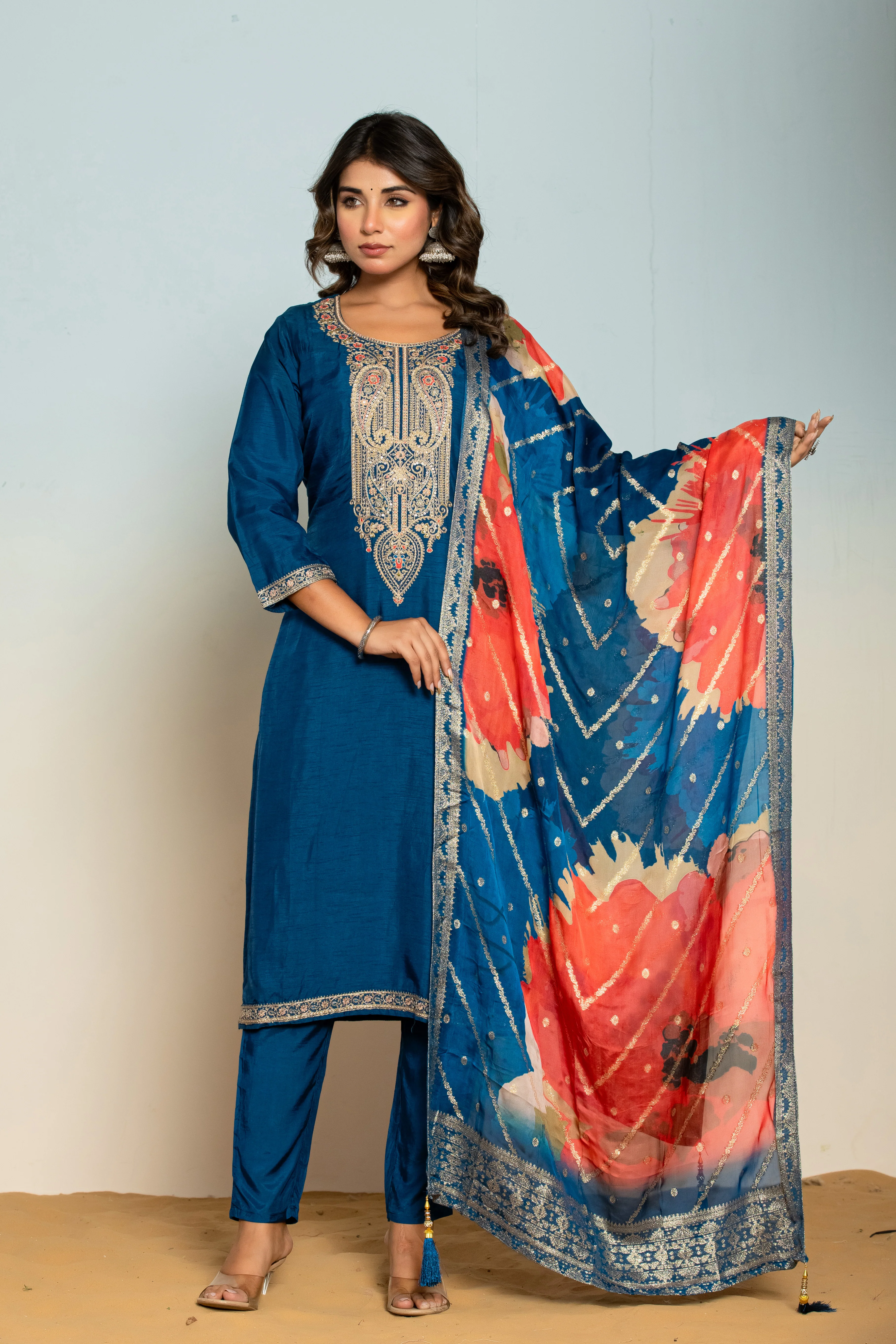 Shabri Indigo Work Suit Set - Image 5