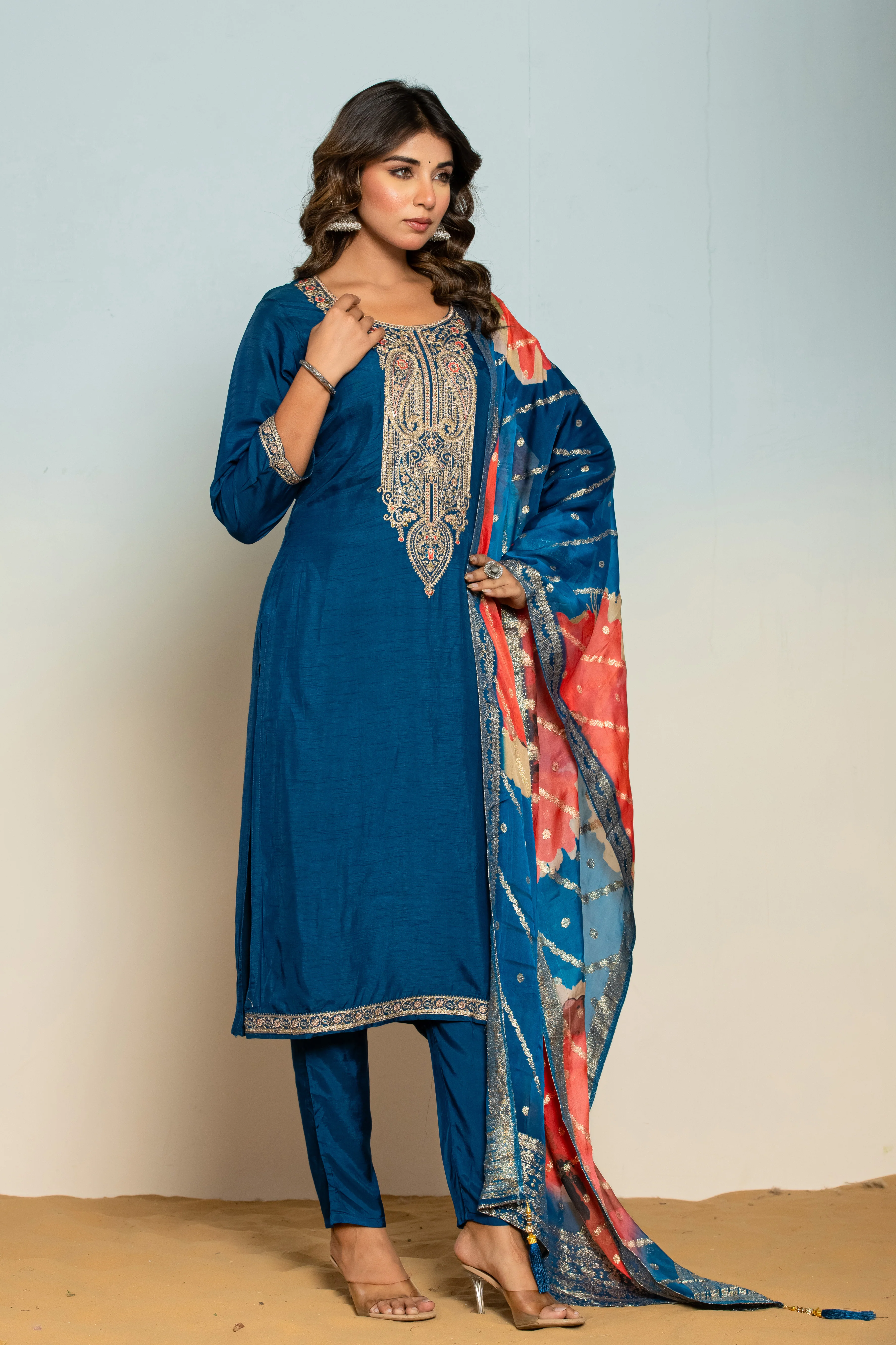 Shabri Indigo Work Suit Set - Image 7