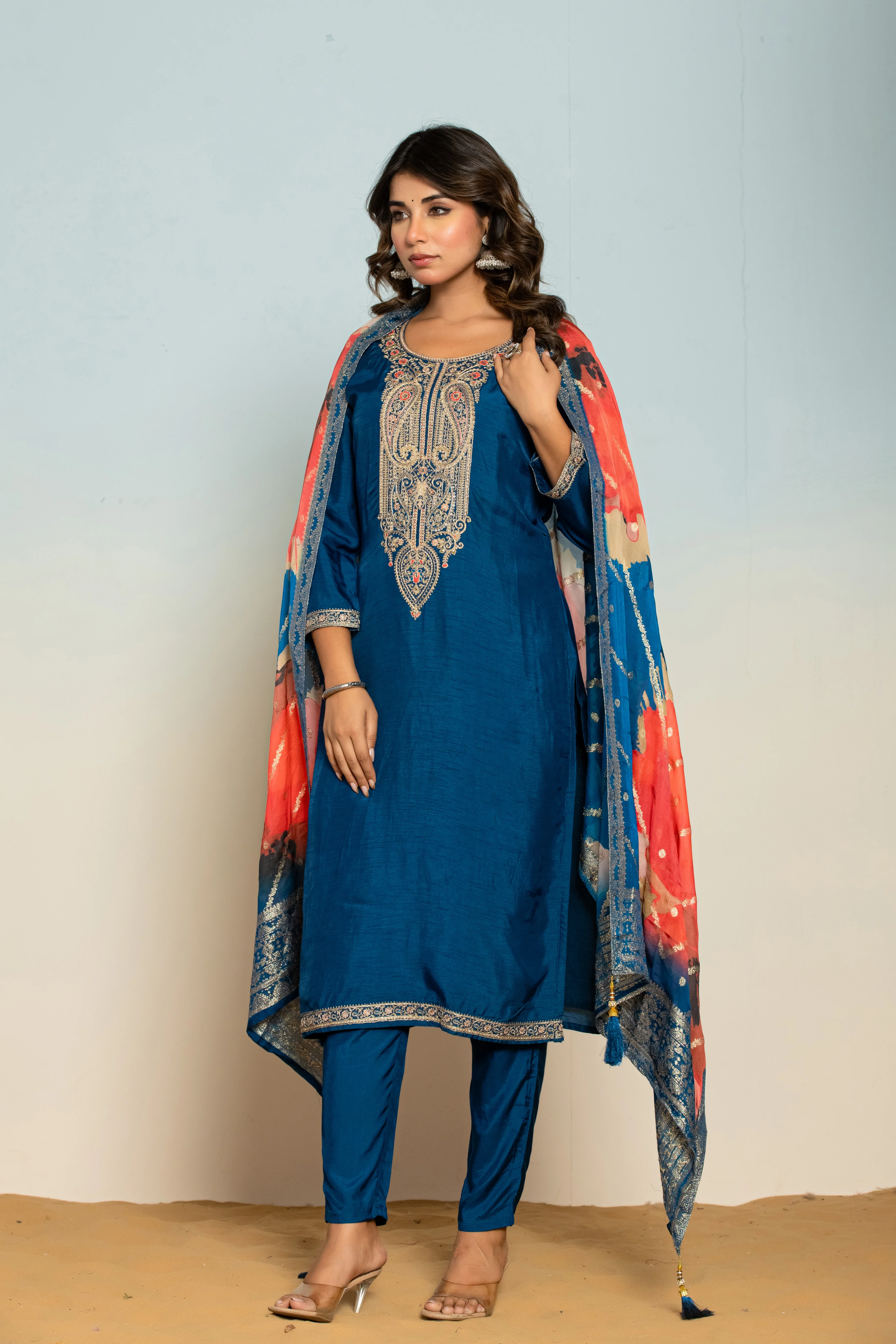 Shabri Indigo Work Suit Set - Image 8