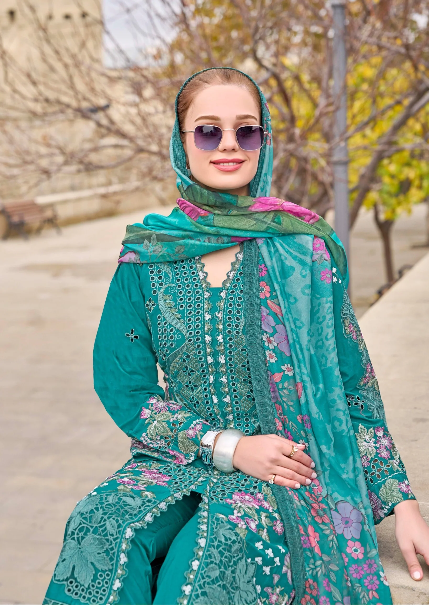 Ayat pine Full Embroidery cotton Lawn suit Set - Image 2