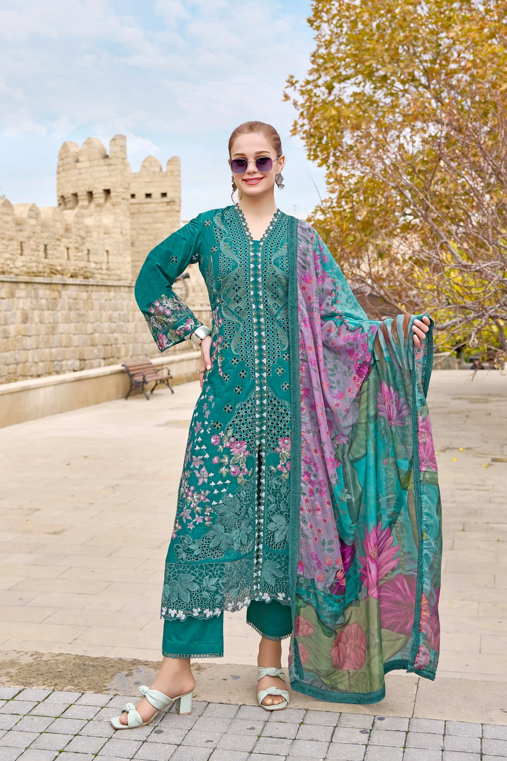 Ayat pine Full Embroidery cotton Lawn suit Set - Image 3