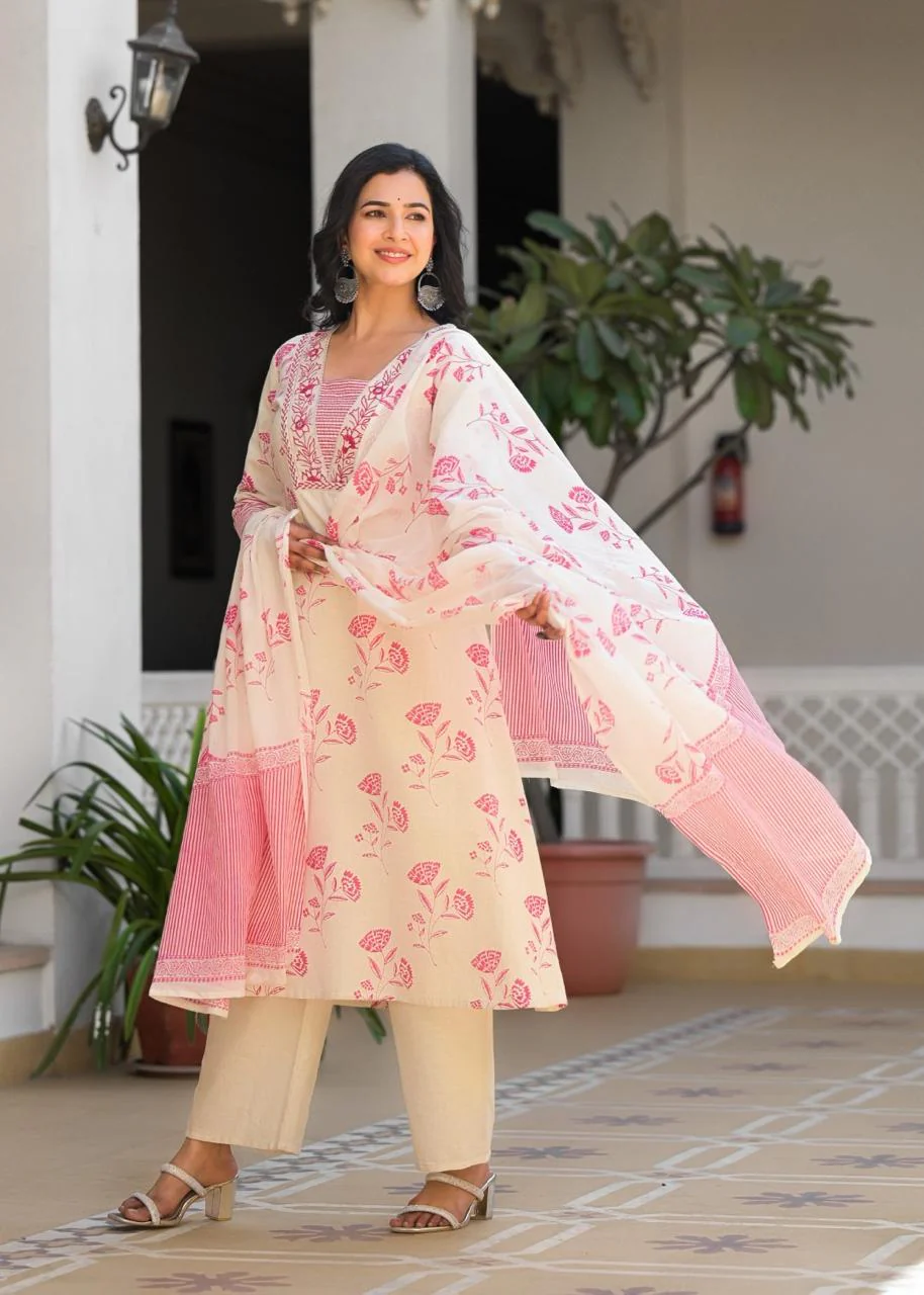 Bhakti Rose Printed Cotton Suit Set - Image 3