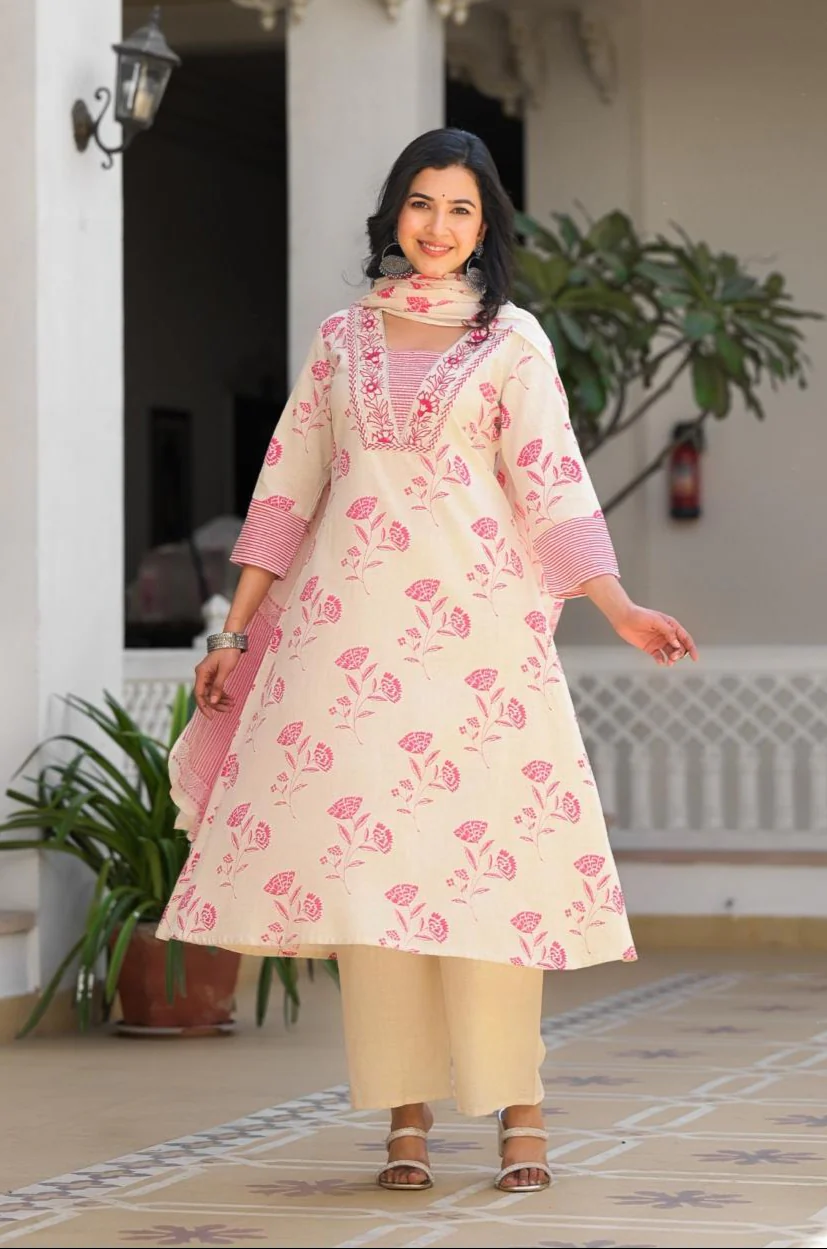 Bhakti Rose Printed Cotton Suit Set - Image 5