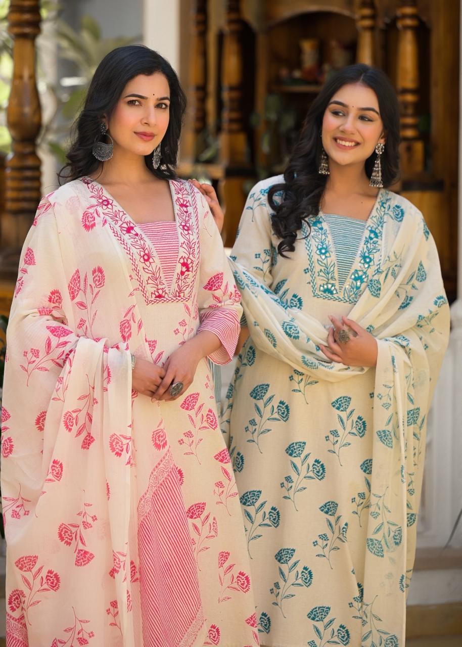 Bhakti Rose Printed Cotton Suit Set - Image 9