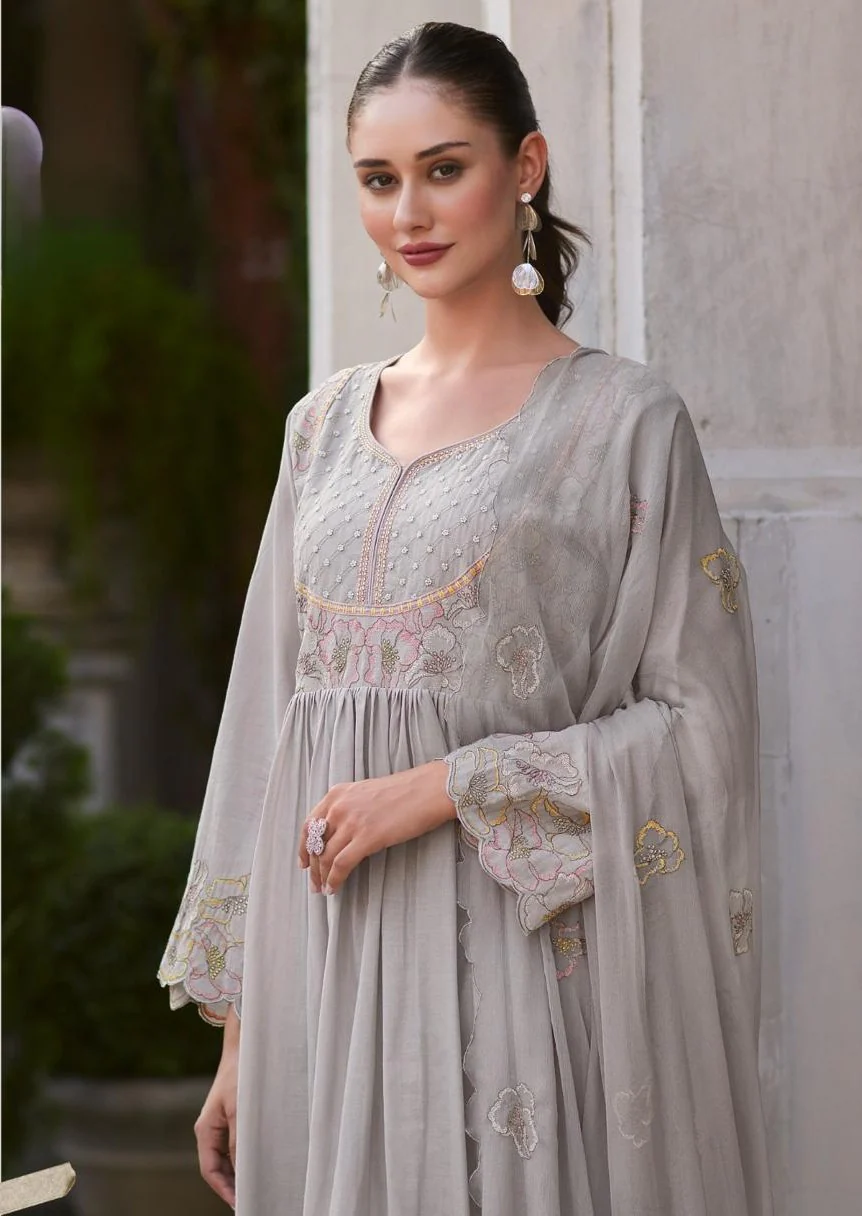 Rubina Cloud Cotton Mul Embroidery Premium Anarkali Suit Set - Image 2