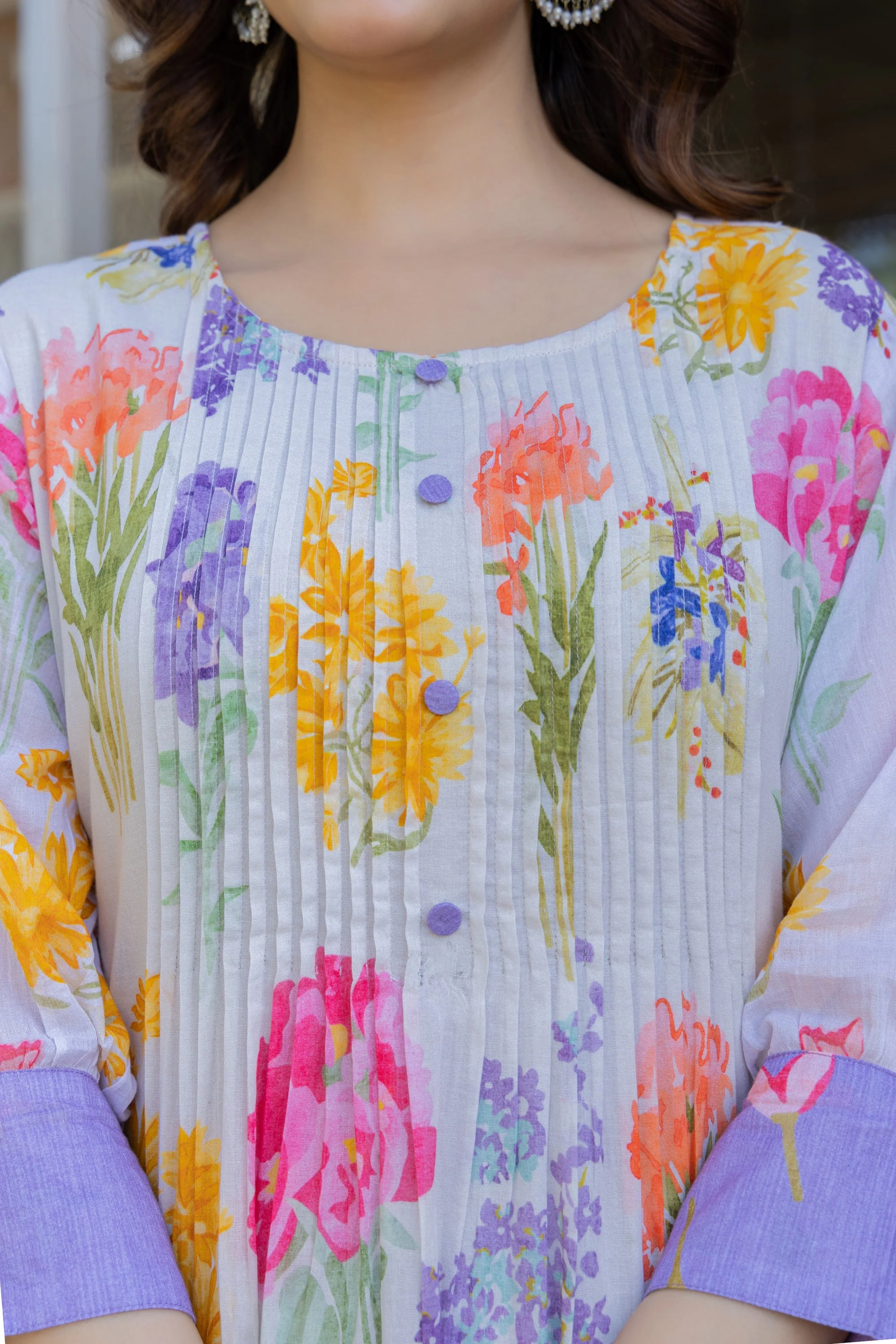 Hemal orchid Floral Cotton Kurta Pant Set - Image 8