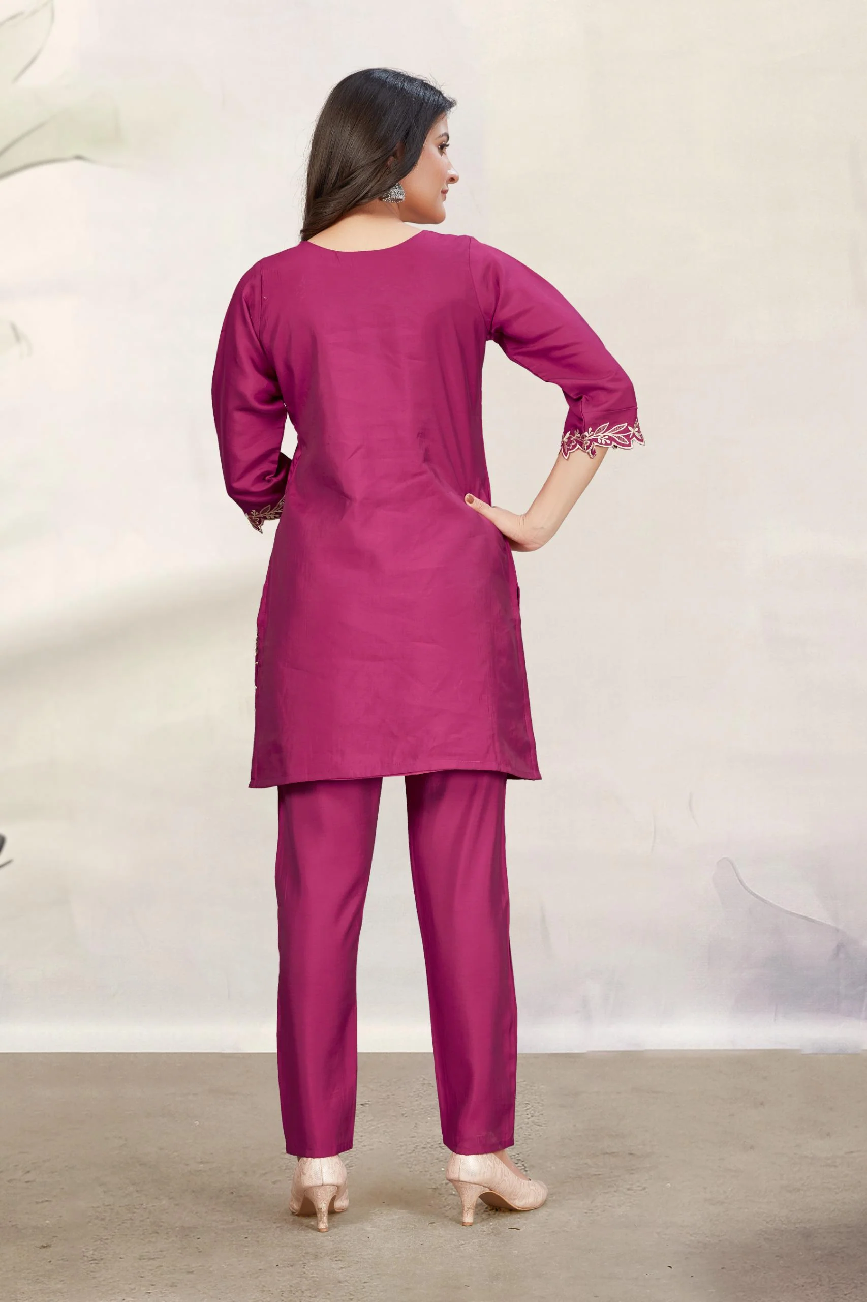 Divya Magenta Embroidered Co-ord Set - Image 3