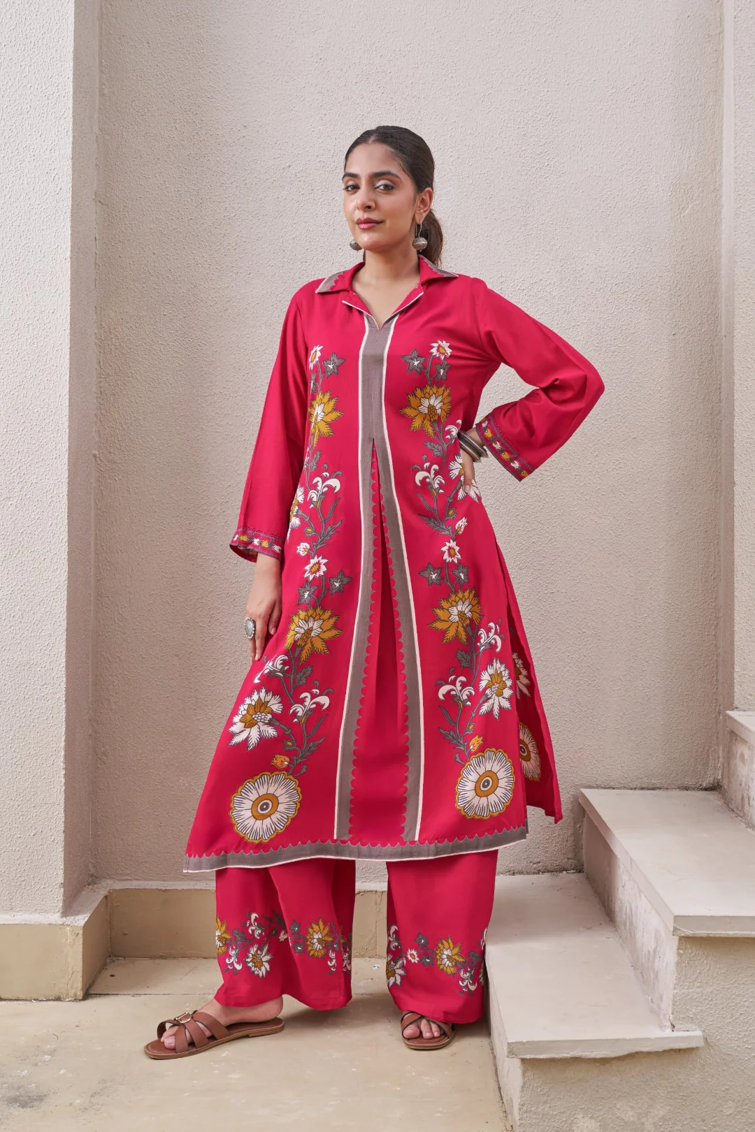 Sonpal rose printed Cotton Kurta Pant set - Image 3