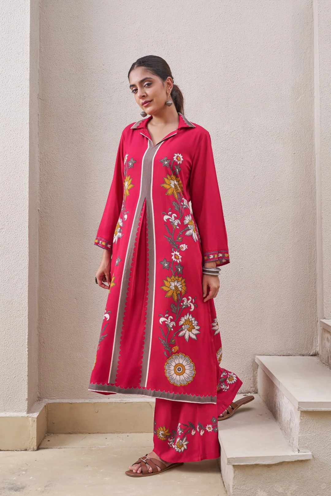 Sonpal rose printed Cotton Kurta Pant set - Image 4