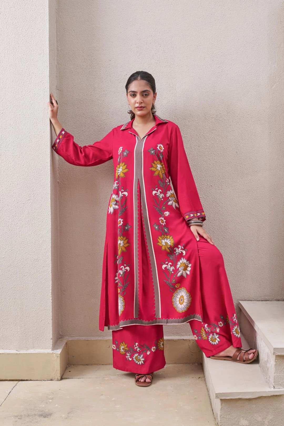 Sonpal rose printed Cotton Kurta Pant set - Image 6