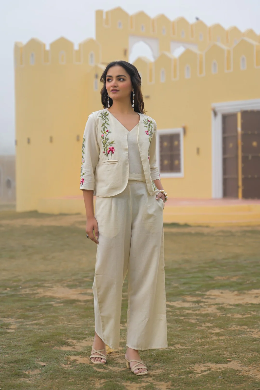 Mayri Pearl embroidery Cotton Jacket Co-ord set - Image 5