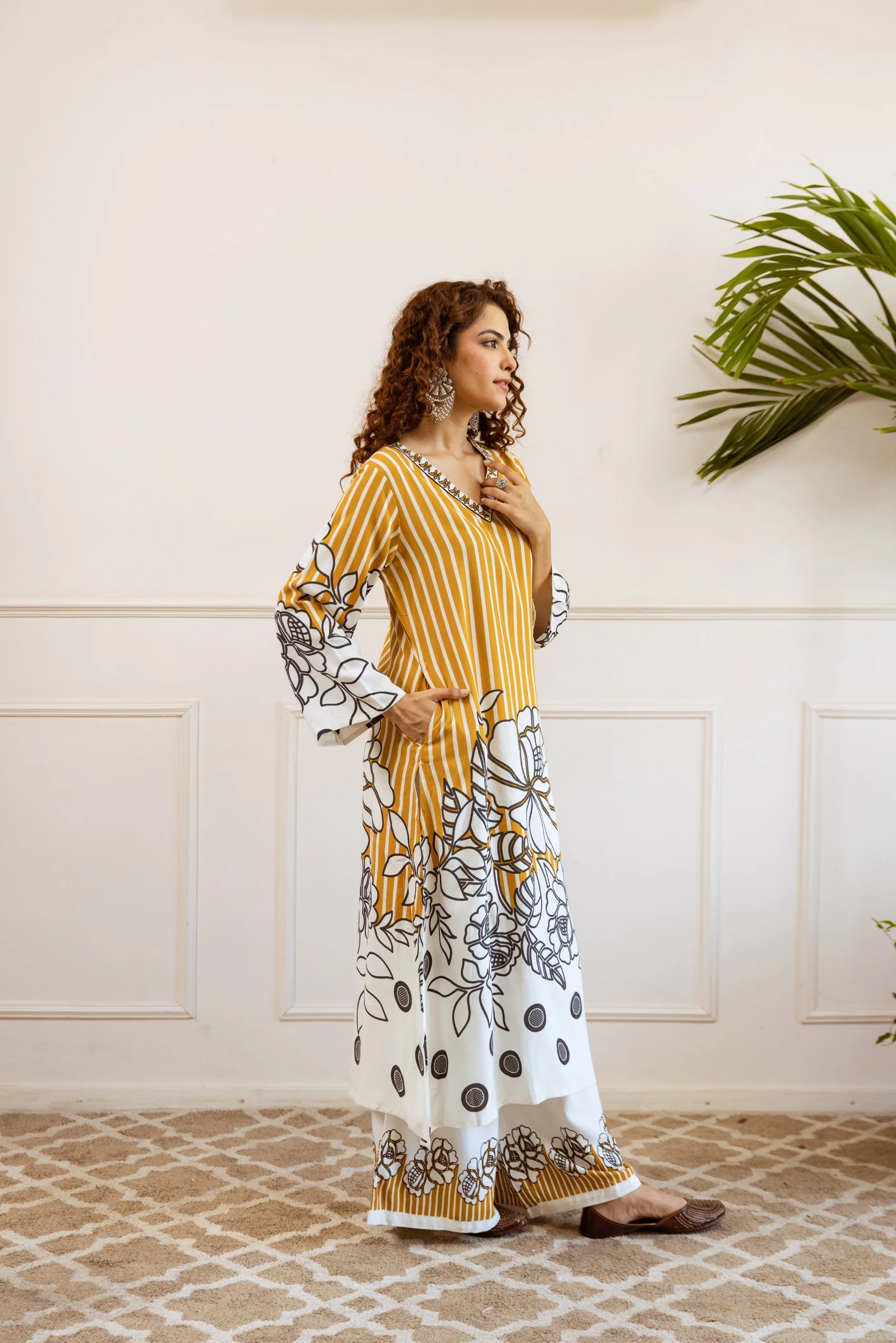 Bakul Sunshine Printed Cotton Kurta Pant Set - Image 5