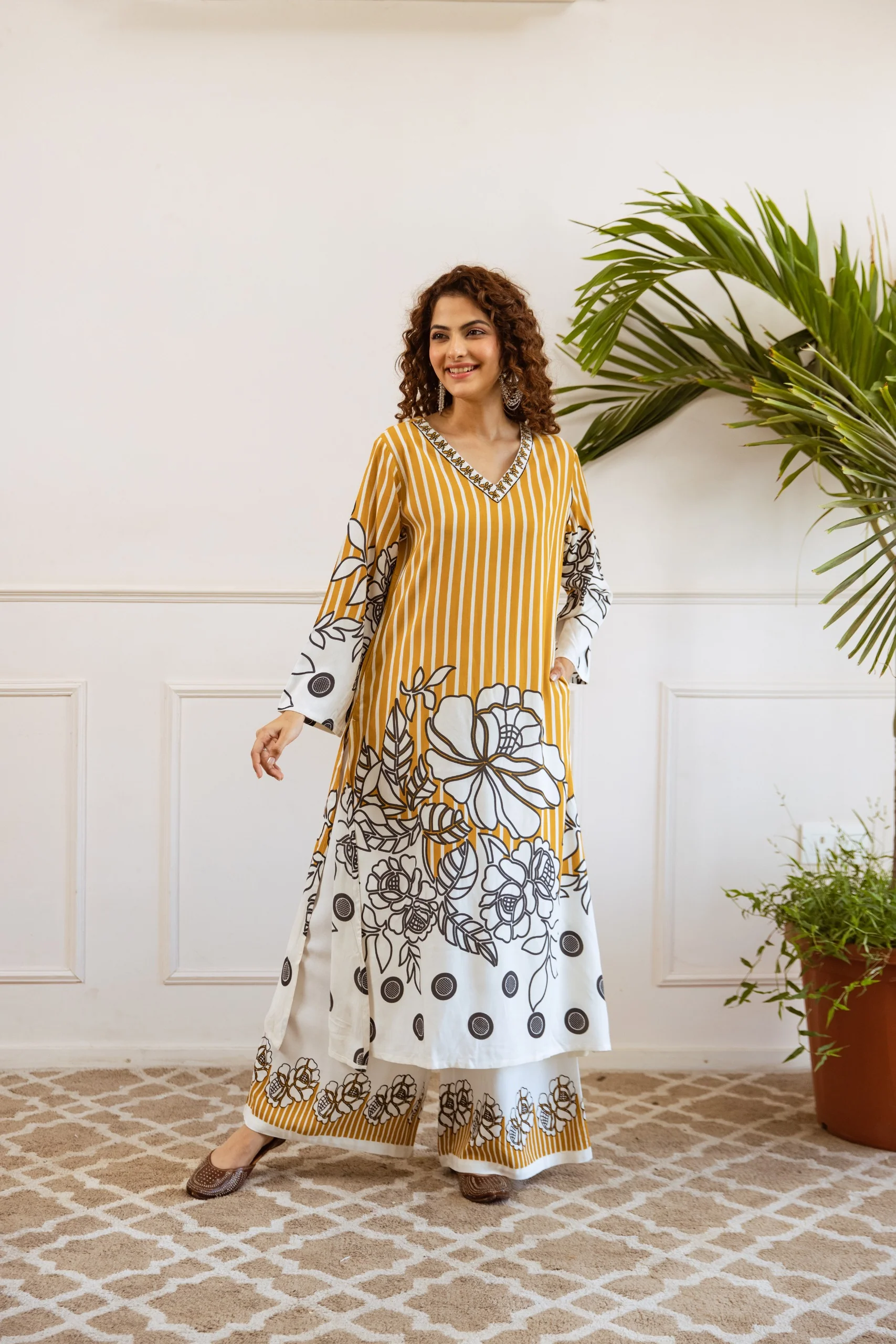 Bakul Sunshine Printed Cotton Kurta Pant Set - Image 6