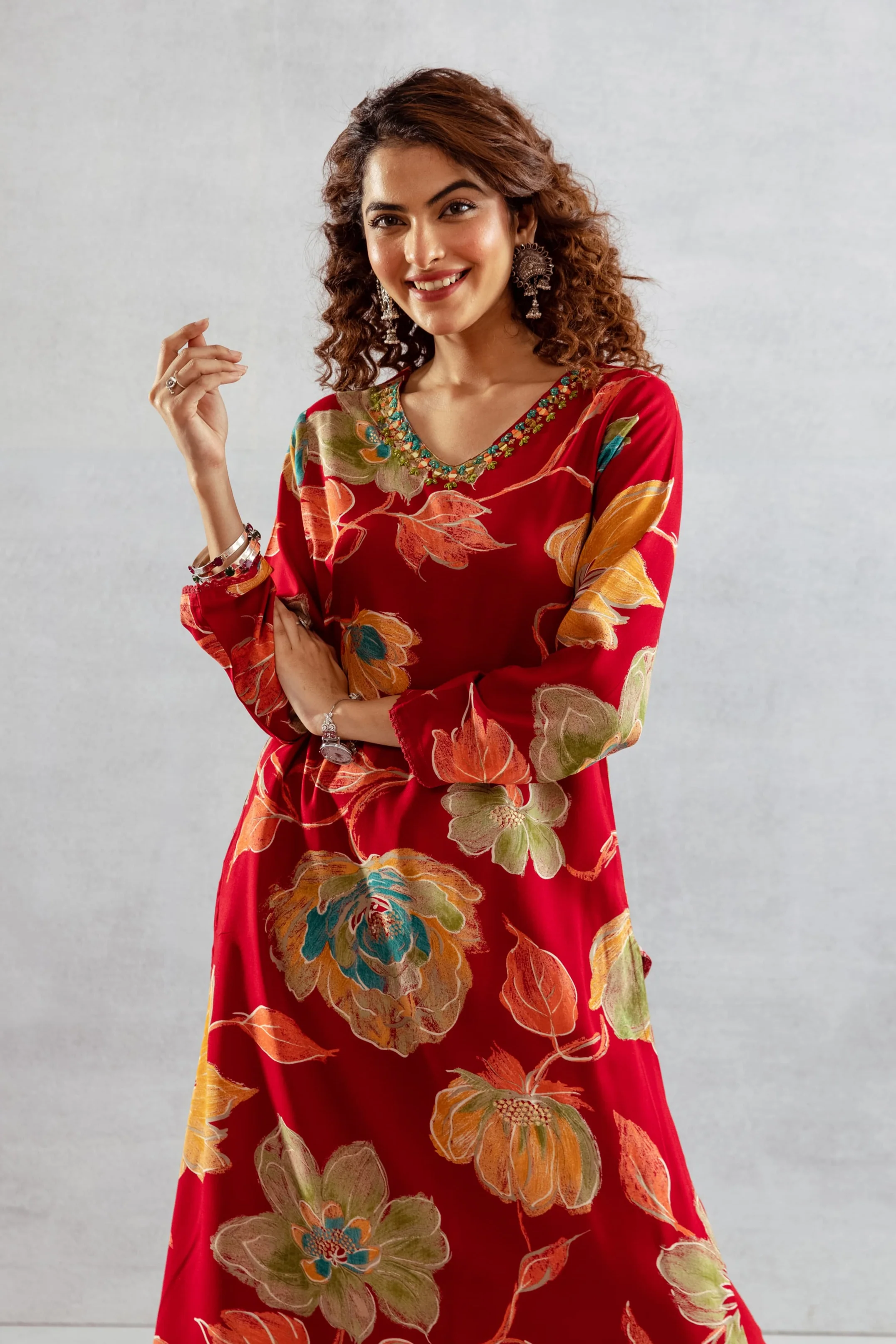 Bakul sindoori printed Kurta pant set - Image 2