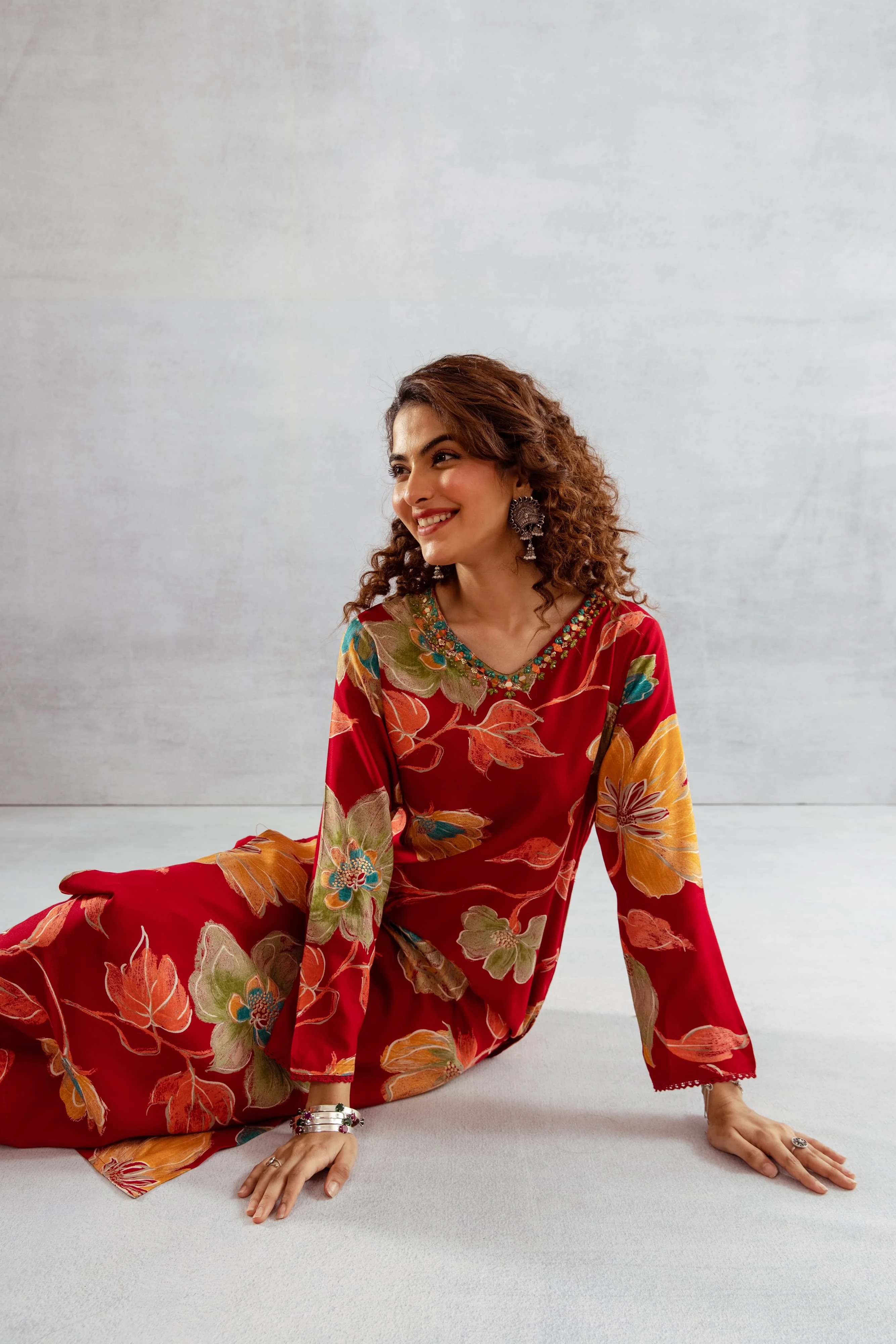 Bakul sindoori printed Kurta pant set - Image 4