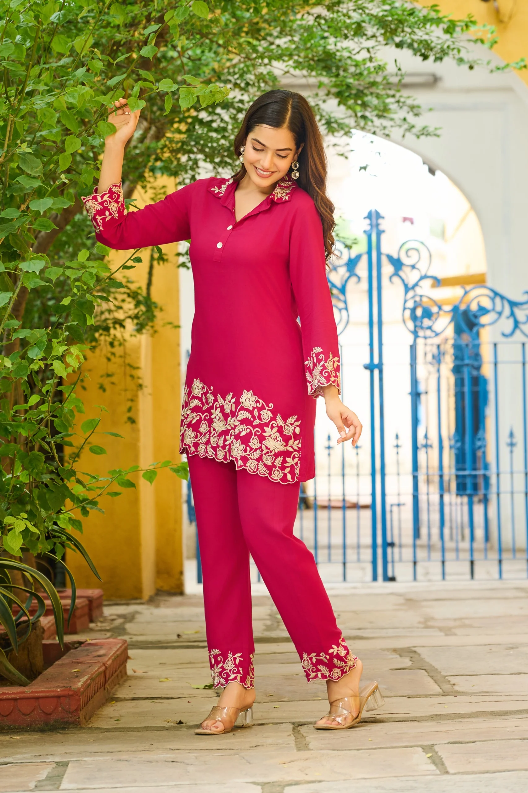 Malti Fuchsia Embroidered Co-ord Set - Image 5