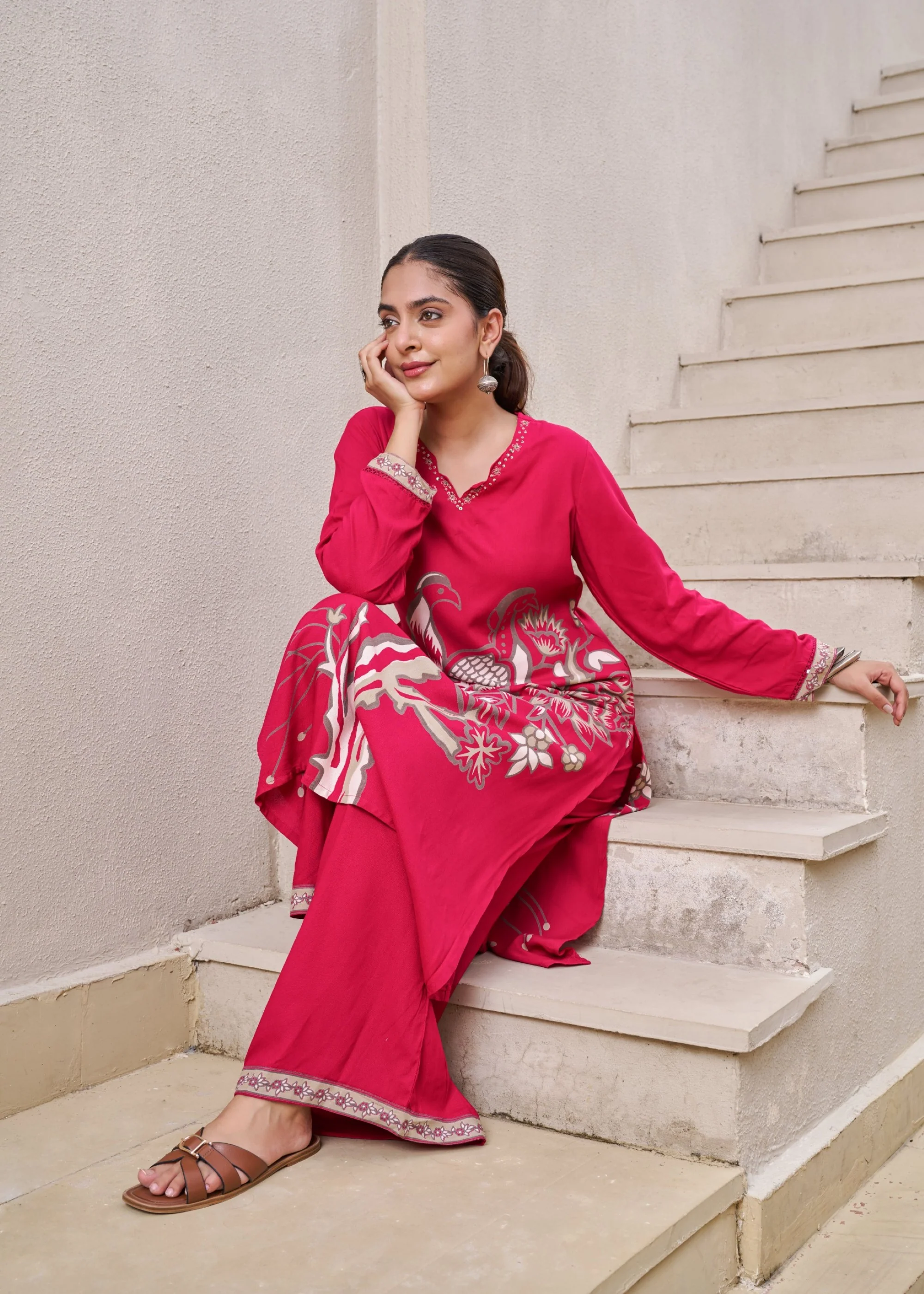 Sonpal cherry printed kurta pant set - Image 10
