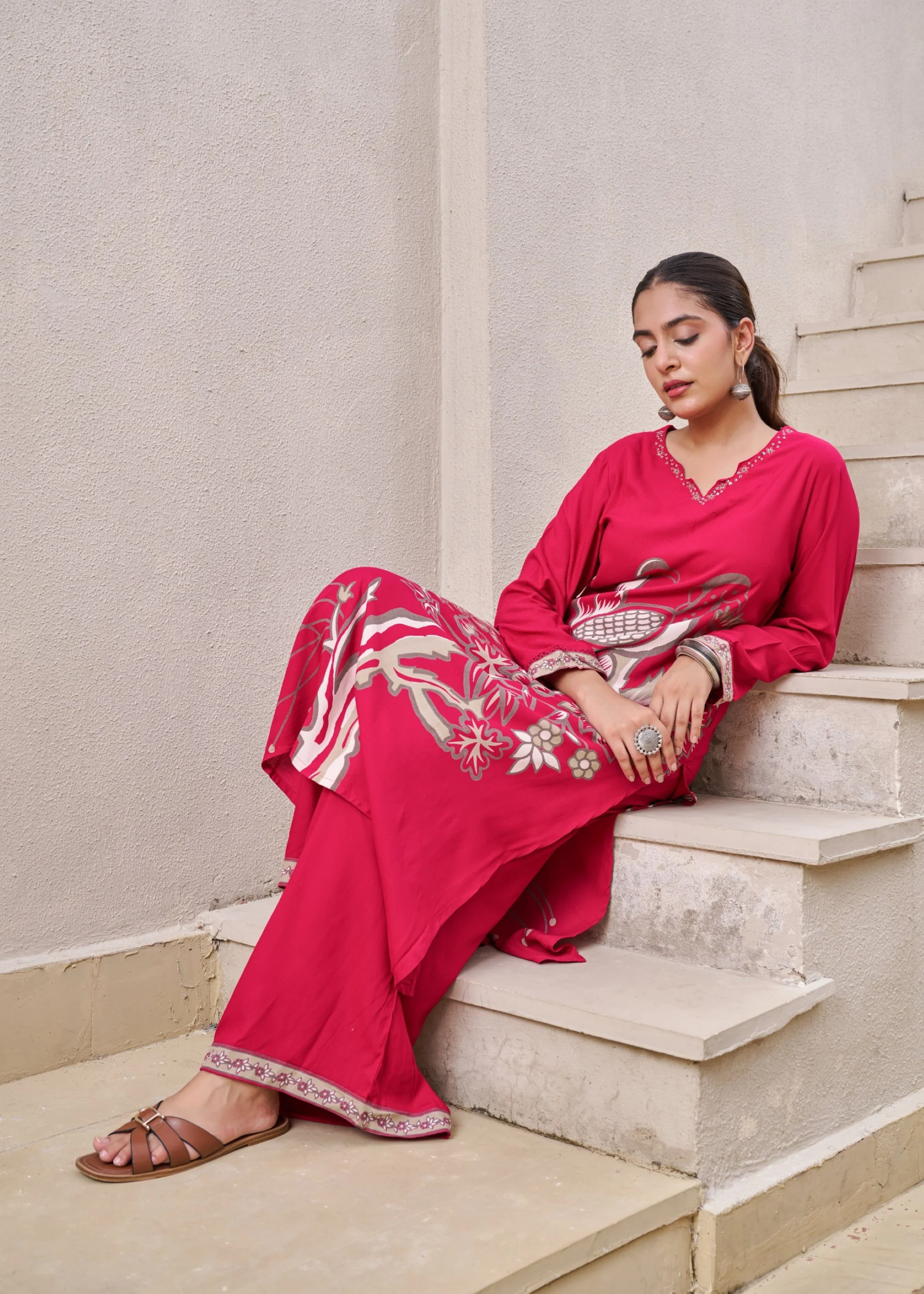Sonpal cherry printed kurta pant set - Image 11