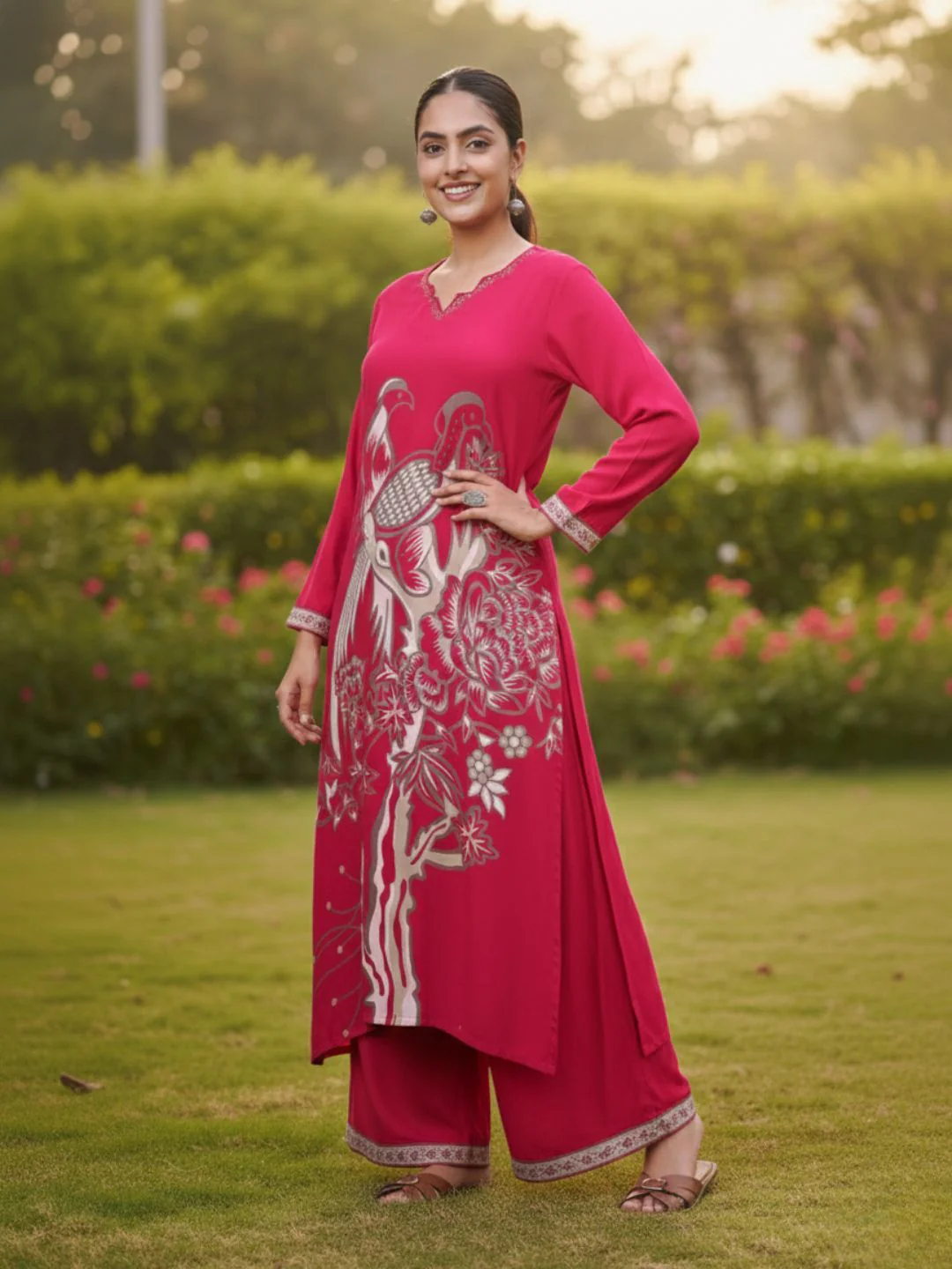 Sonpal cherry printed kurta pant set - Image 2