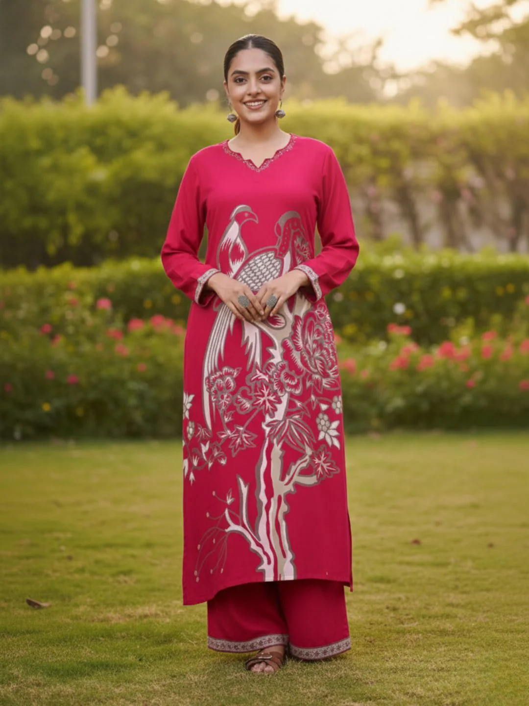 Sonpal cherry printed kurta pant set - Image 3