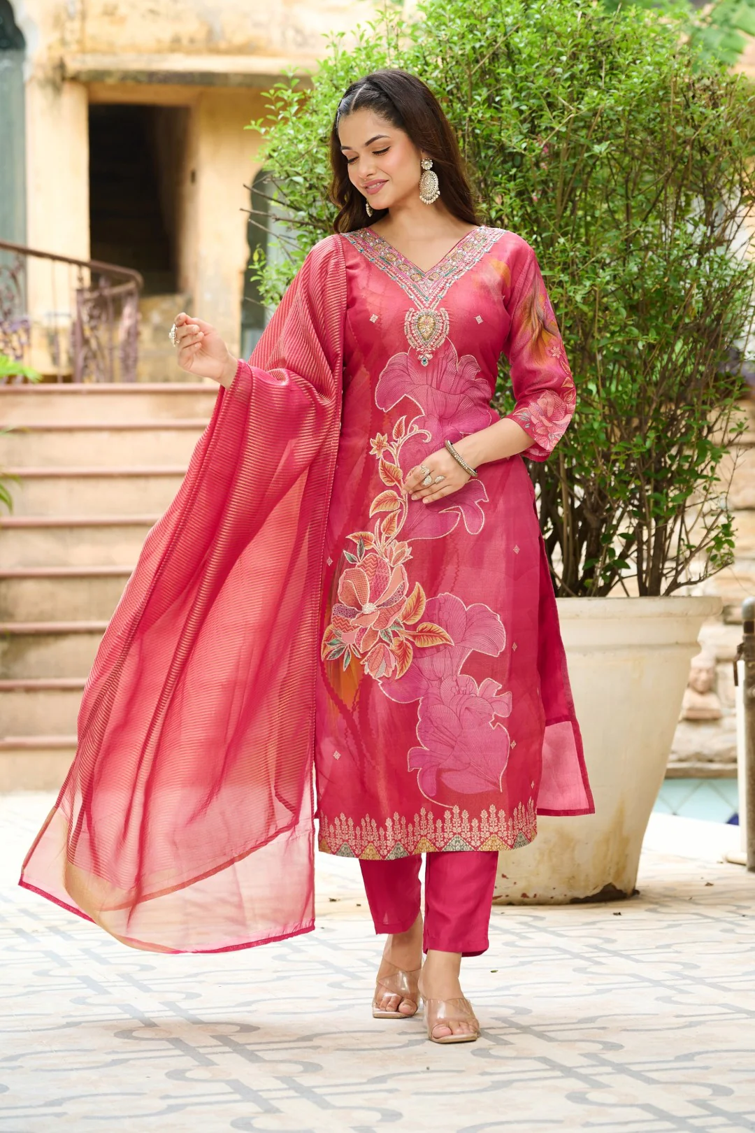 Malti Carmine Printed Suit Set - Image 4