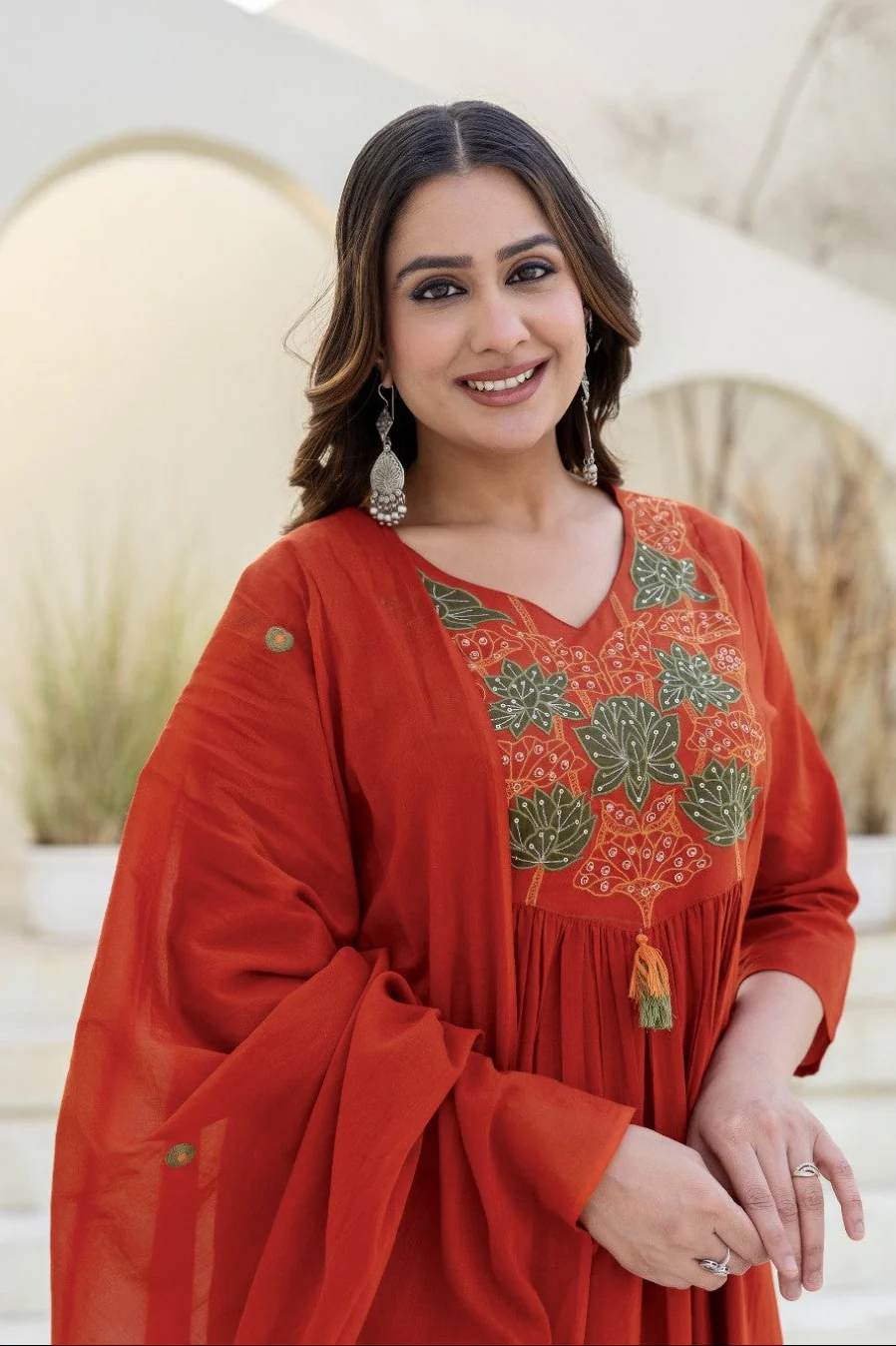 Shruti Rust Embroidered Suit Set - Image 2