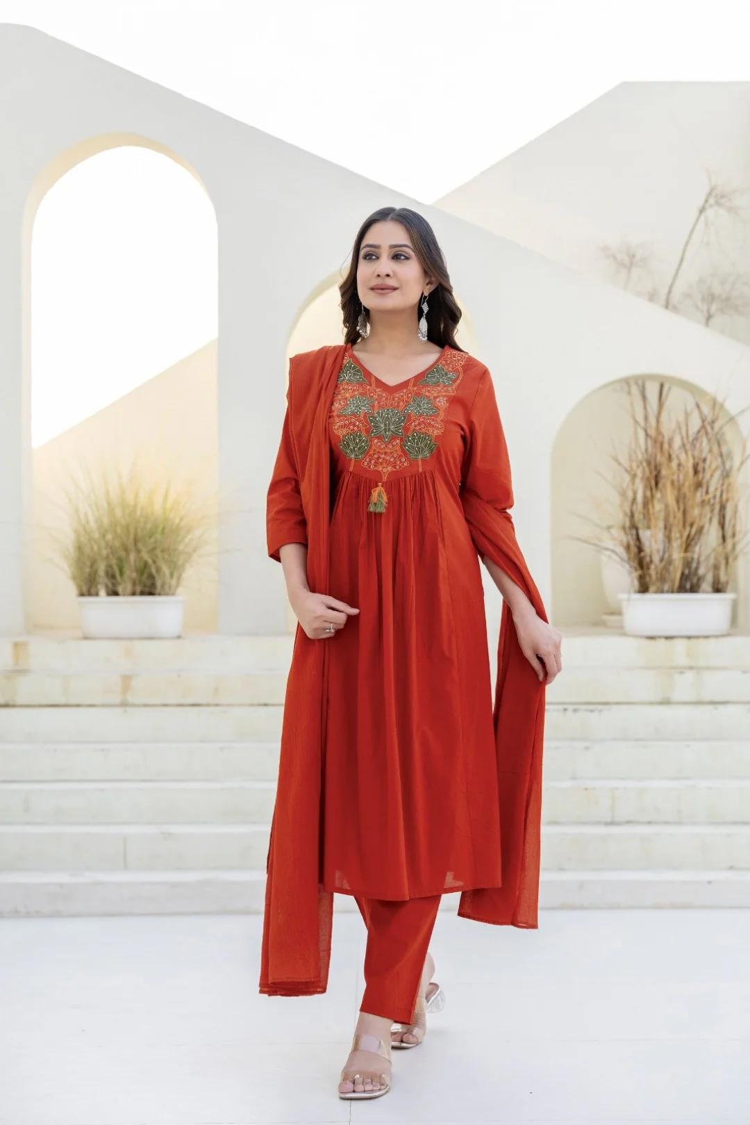 Shruti Rust Embroidered Suit Set - Image 3