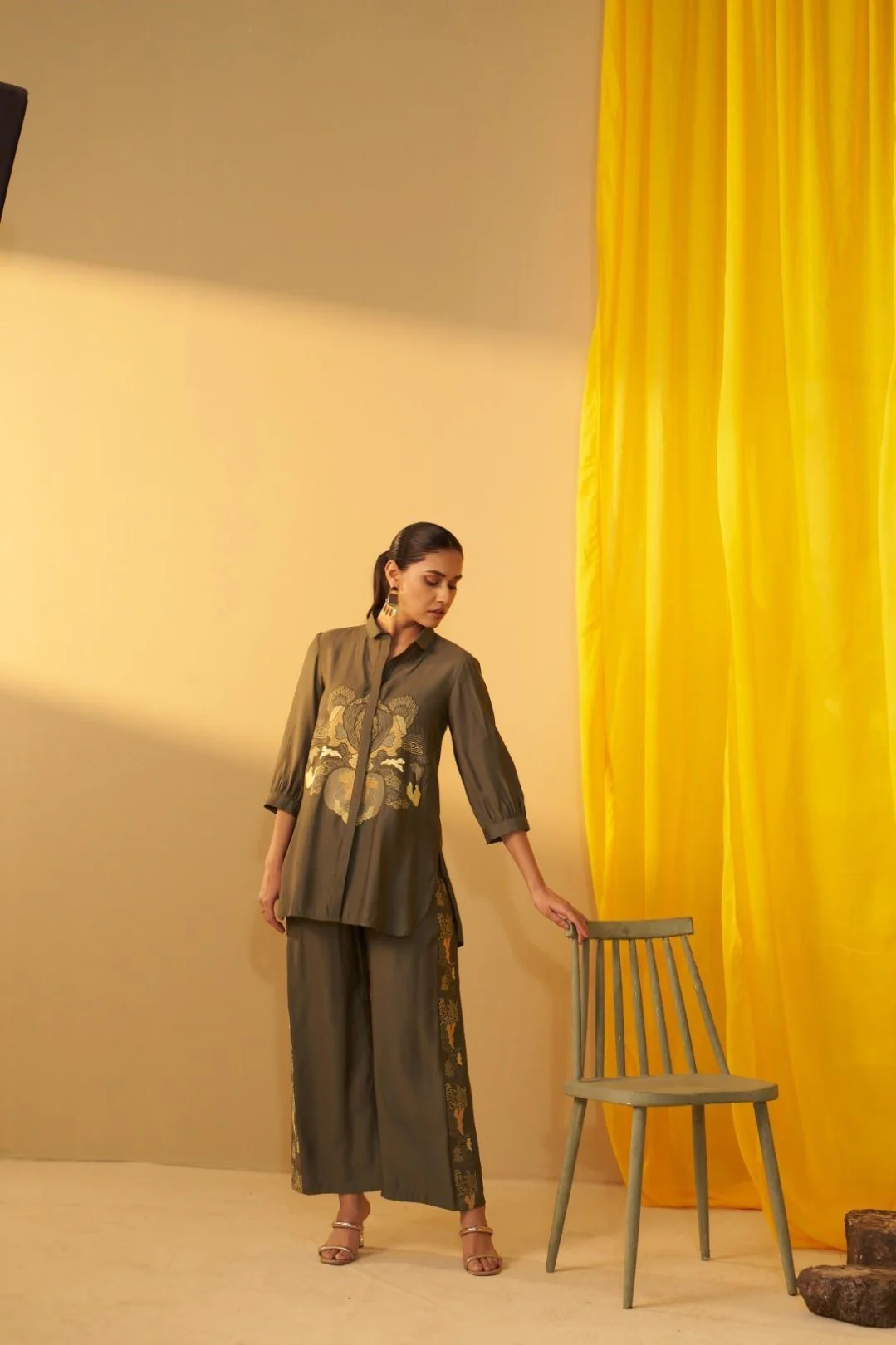 Tisca moss embroidery co-ord set - Image 3